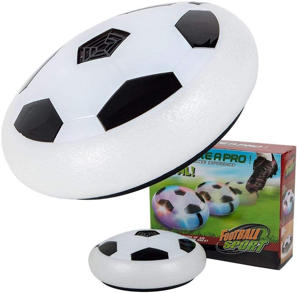 Air Power Soccer Football Hover Disc Toy with Foam Bumpers and Light-Up LED Lights， Kids Sports Ball Game for Indoor and Outdoor Play， Gift for Children