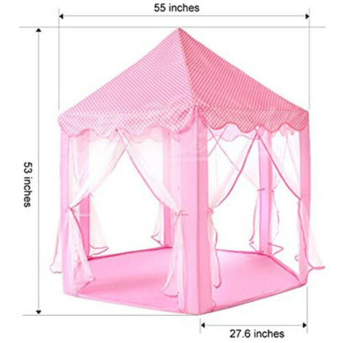 Princess Castle Cute Playhouse with Star Lights for Children, Unbranded Girls Princess Castle Play Tent Indoor Outdoor Kids Gift - Pink 55x53"