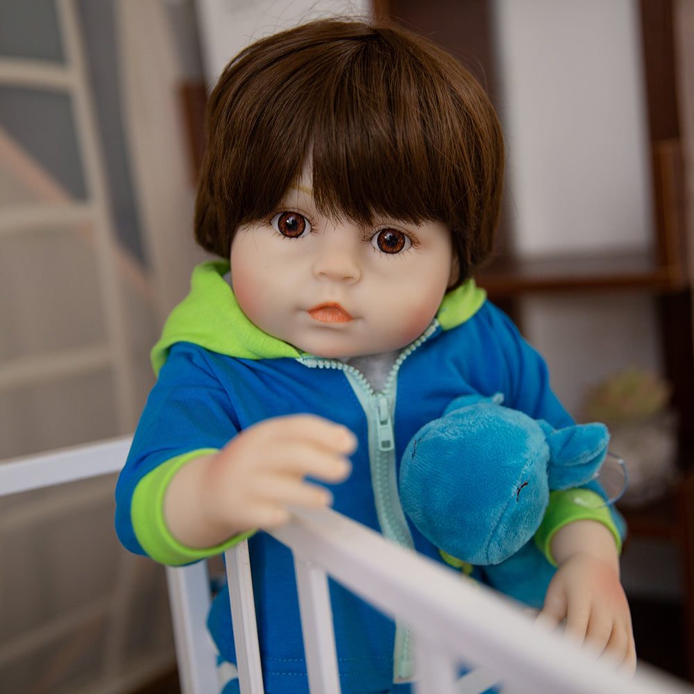 Kuaiyou Reborn Baby Dolls Realistic Handmade Soft Body 22" Silicone Limbs Toddler Gift Sets