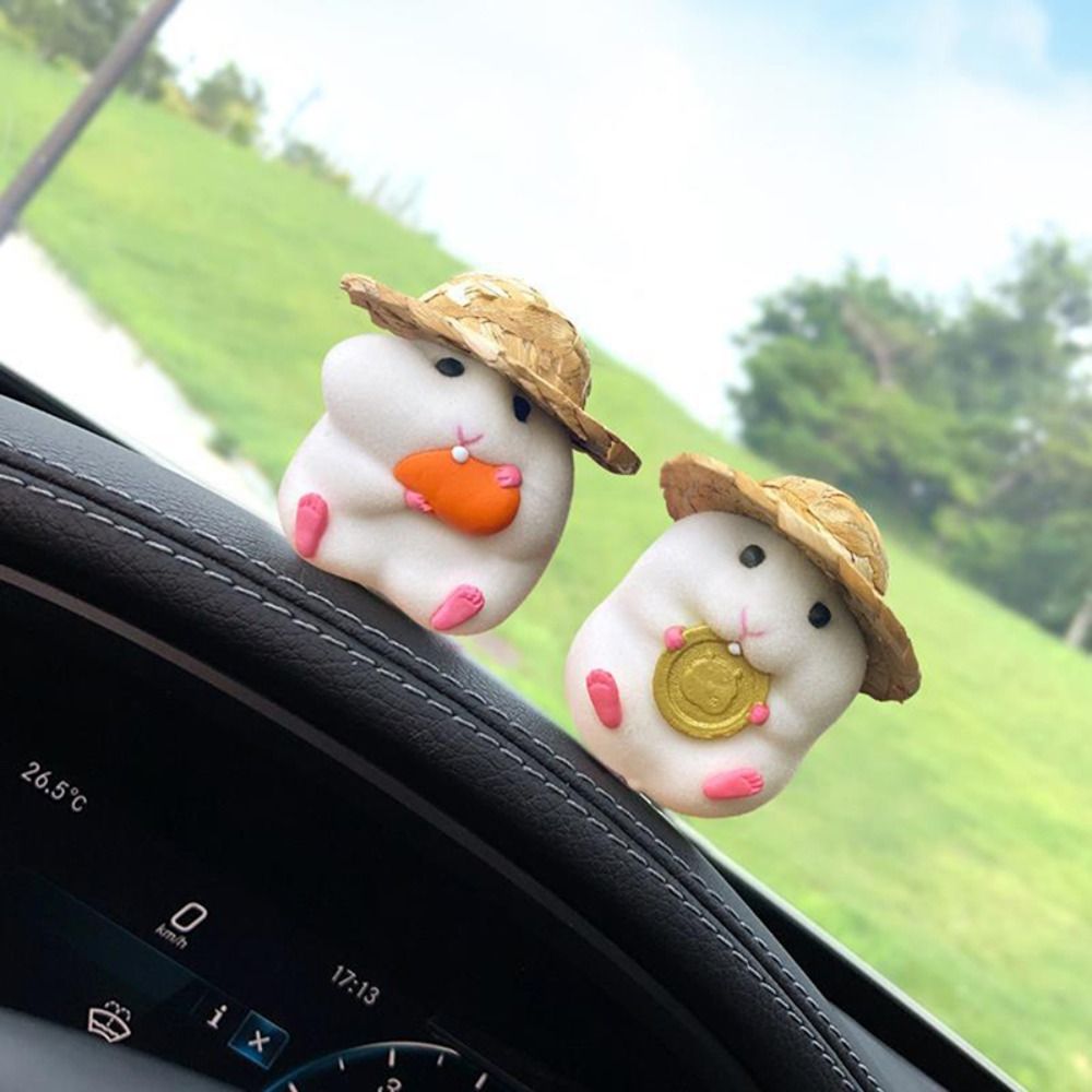 1pc Cute Statues Stealing Hamster Vehicle Interior Decor Car Accessories Auto Decorative Supplies Figurine Toy Auto Dashboard Model Hamster Action Figure Hamster Model Toy Car Oranments GREY ALMOND