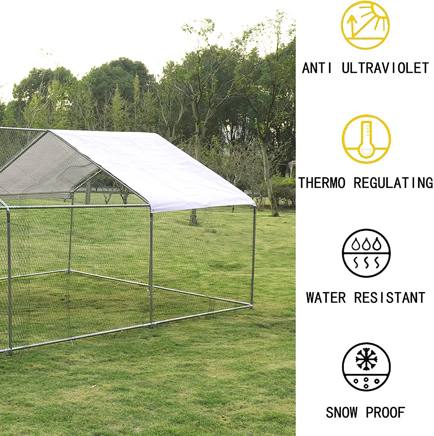 Magic Union Large Metal Chicken Coop Backyard Hen House Cage Run Outdoor Cage， 20x10 ft