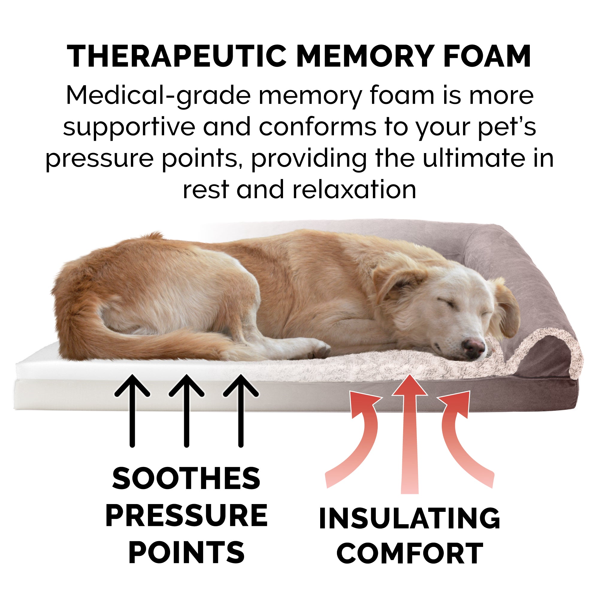 FurHaven Pet Products | Memory Foam Two-Tone Faux Fur and Suede Sofa-Style Couch Pet Bed for Dogs and Cats - Espresso， Jumbo