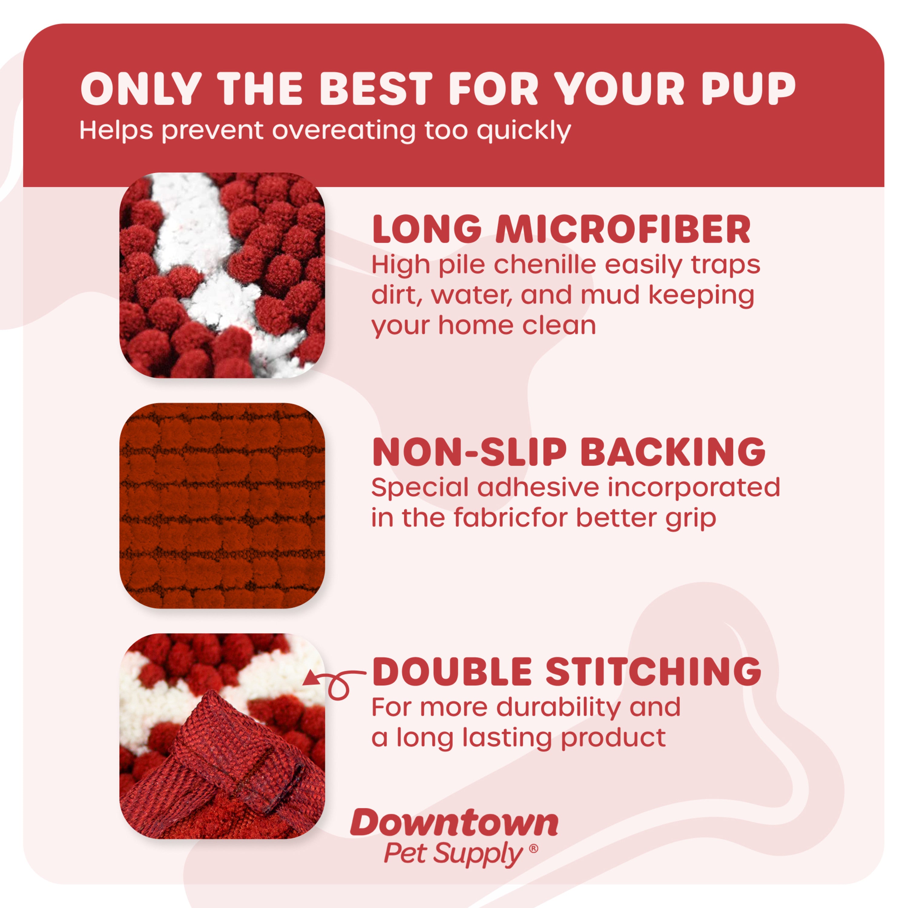 My Doggy Place Dog Mat for Muddy Paws， Washable Dog Door Mat， Red， M