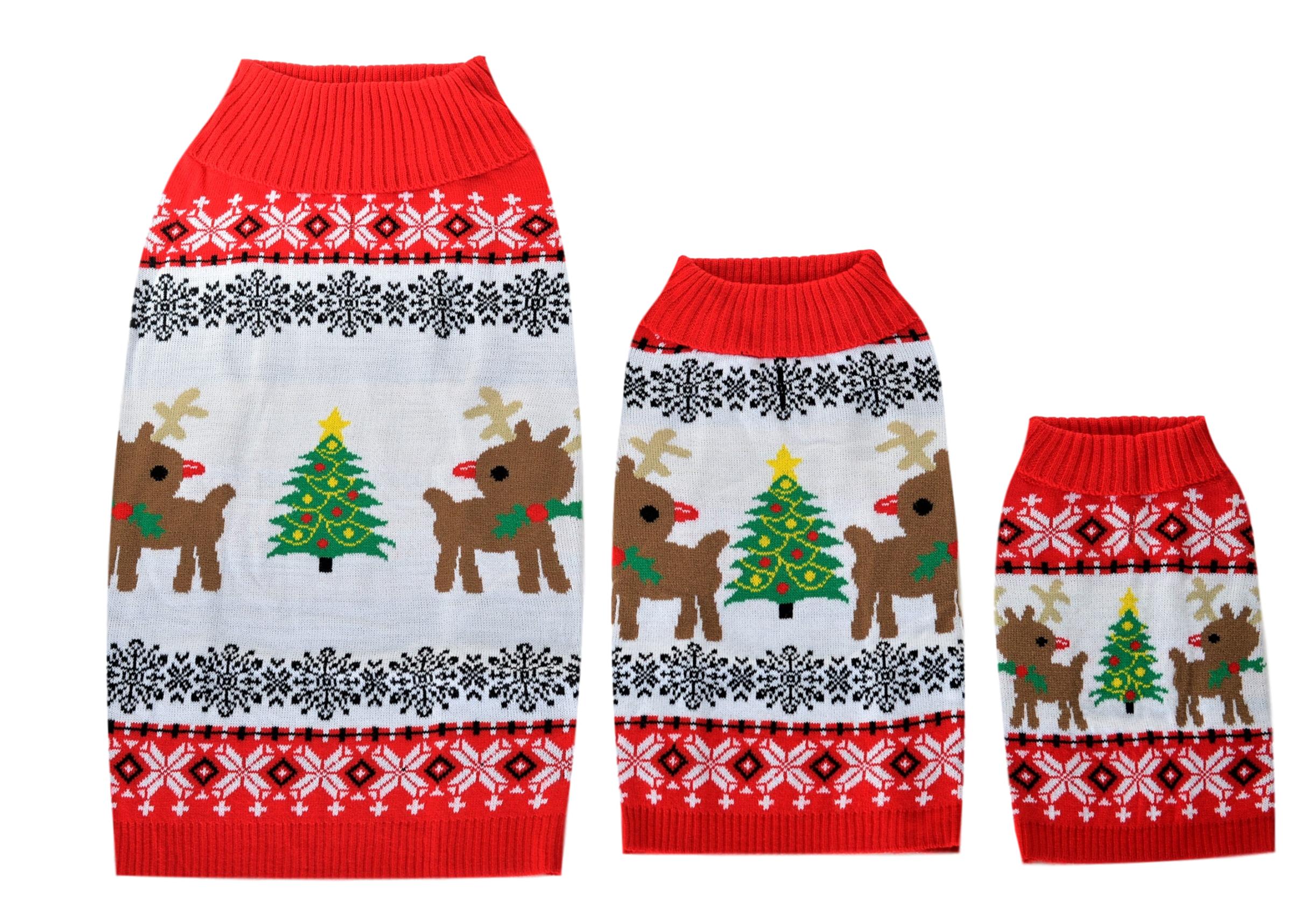 SoCal Look Dogs Christmas Sweaters Deer Pullover Large Red