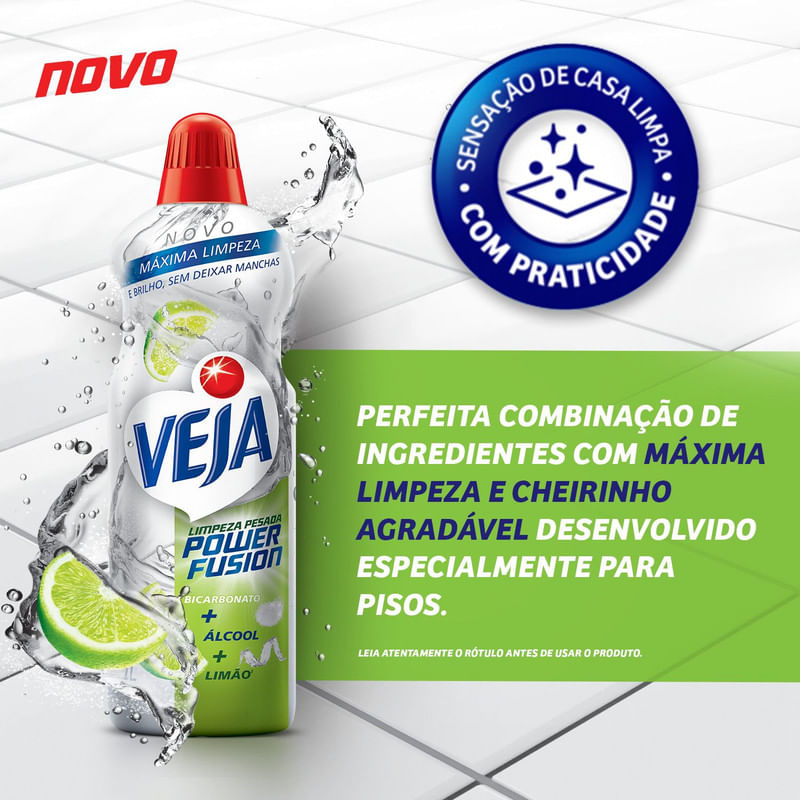 Veja Limpeza Pesada Power Fusion Limao Limpador de Pisos 500mL