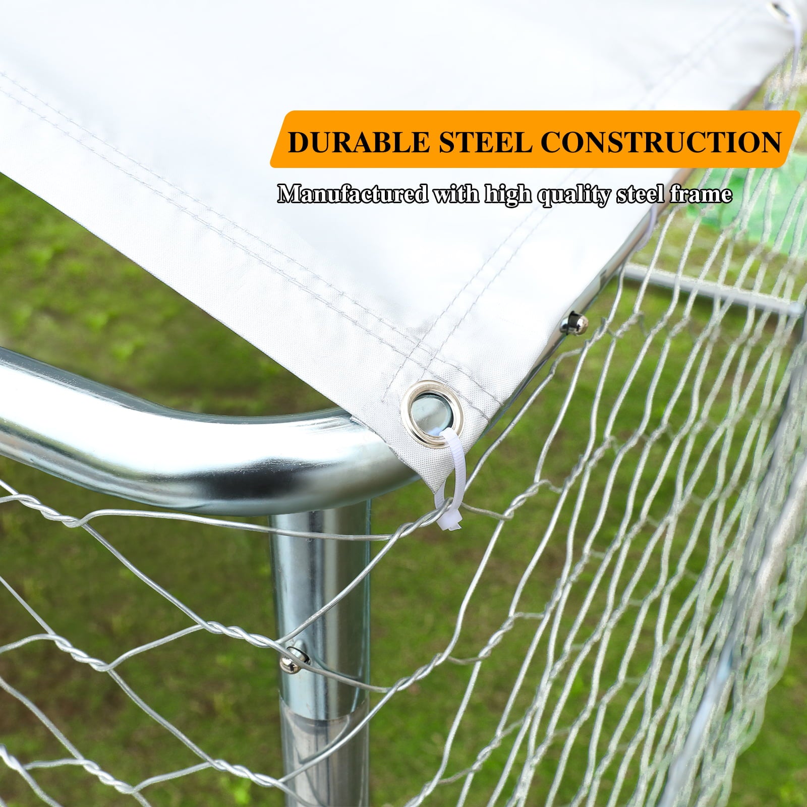 Outside Dog Kennels for Large Dogs Playpen， Dog Kennel Outdoor with UV-Resistant Waterproof Cover， Outdoor Dog Fence Crate for Backyard