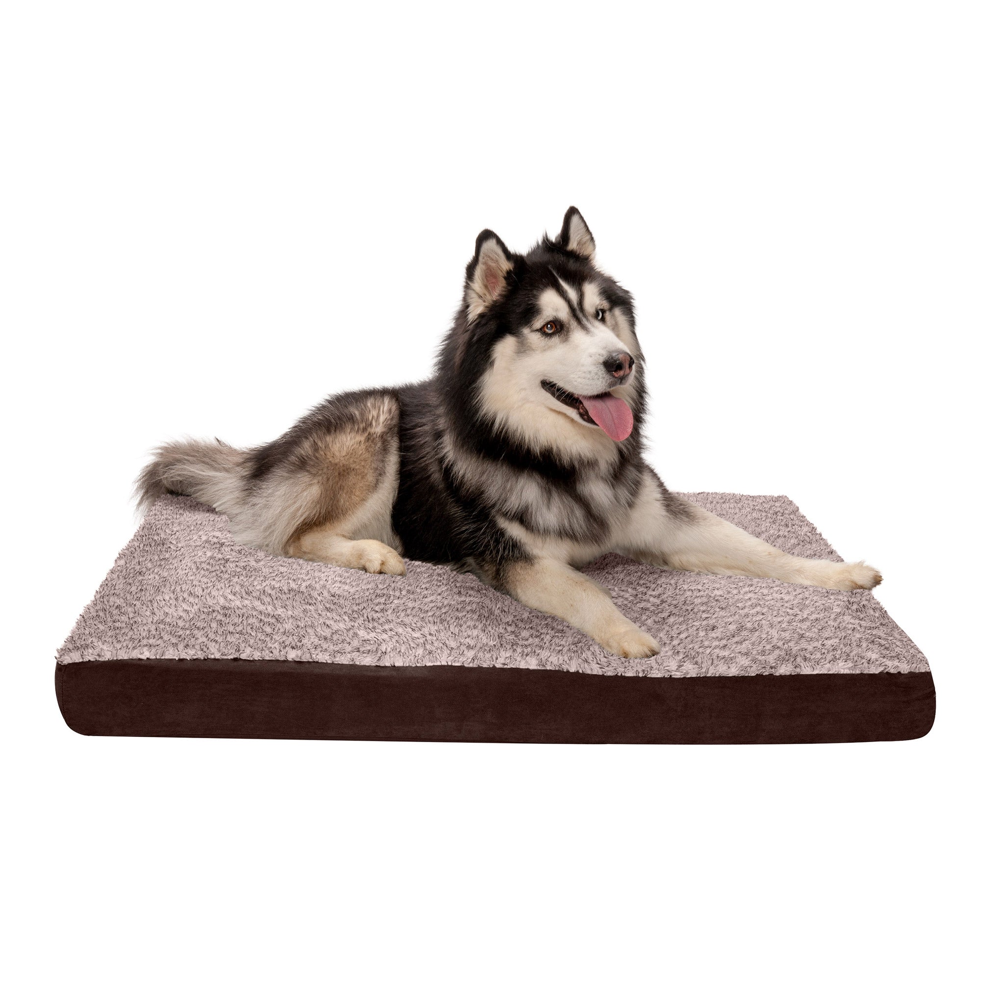 FurHaven Pet Products | Deluxe Two-Tone Faux Fur and Suede Orthopedic Pet Bed for Dogs and Cats， Espresso， Jumbo