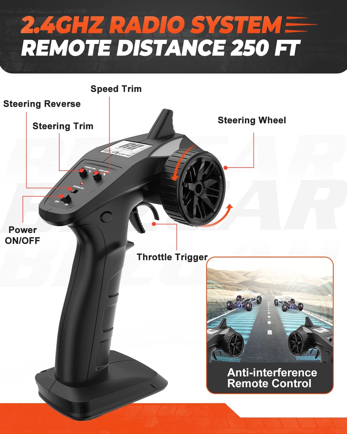 BEZGAR 1:10 Remote Control Cars for Adults， 42KM/H RC Cars 4WD High Speed Brushed RC Trucks for Kids