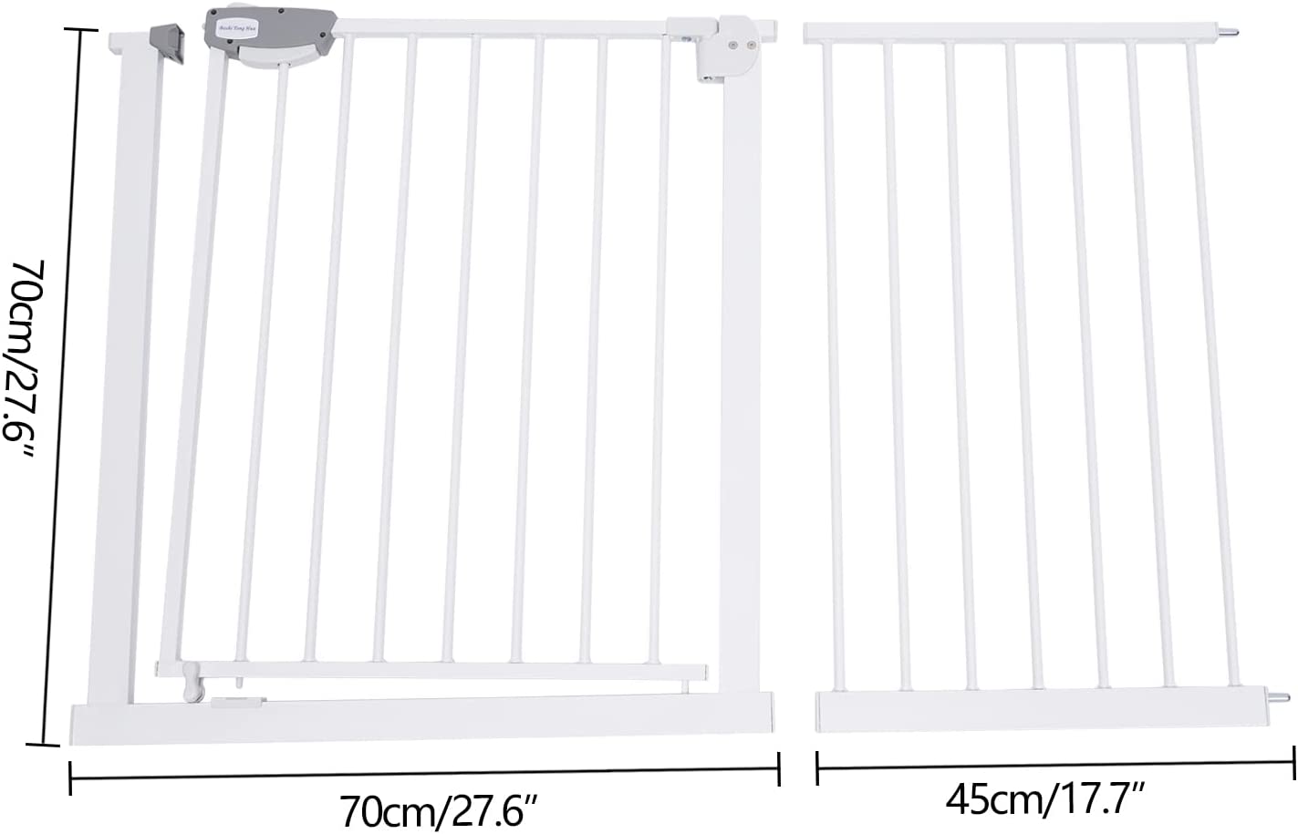 CNCEST Double Locking Pet Gate Chlid Extra Wide Safety Stair Gate Entryways Gates White