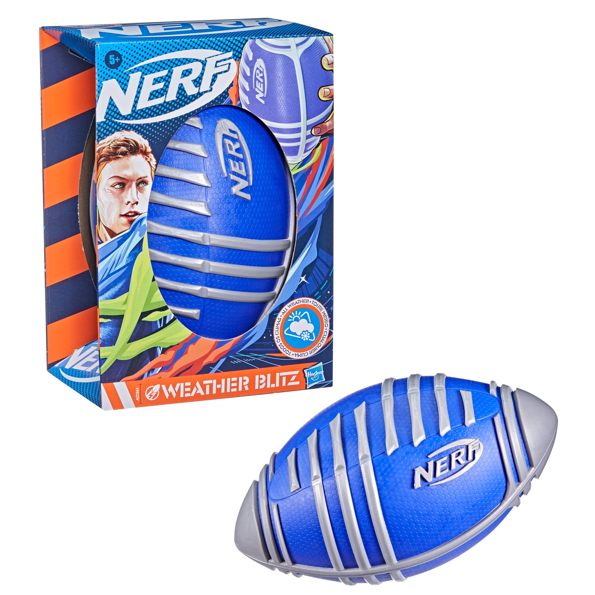 Nerf Weather Blitz Foam Football For All-Weather Play， Silver