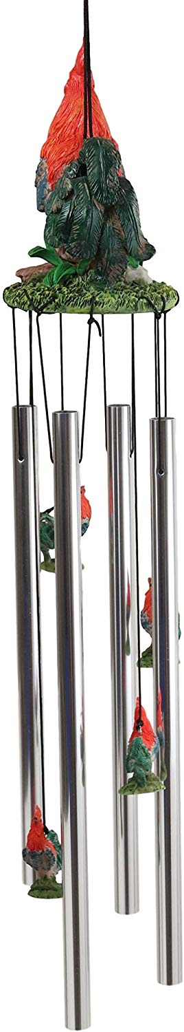 Rustic Country Farm Red Breasted Rooster Chicken Wind Chime Patio Garden Decor