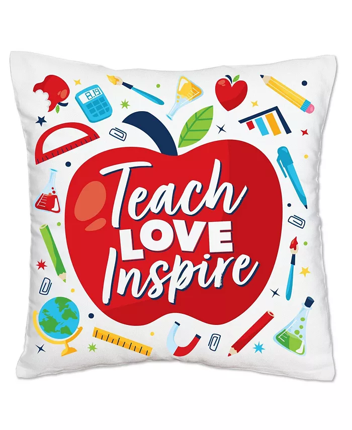 Big Dot of Happiness Thank You Teachers Appreciation Decor Cushion Case Throw Pillow Cover 16 x 16 In