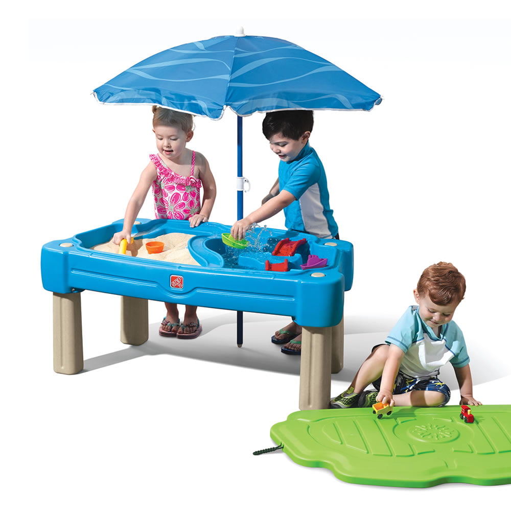 Cascading Cove Toddler Sandbox Water Table Cover and Umbrella
