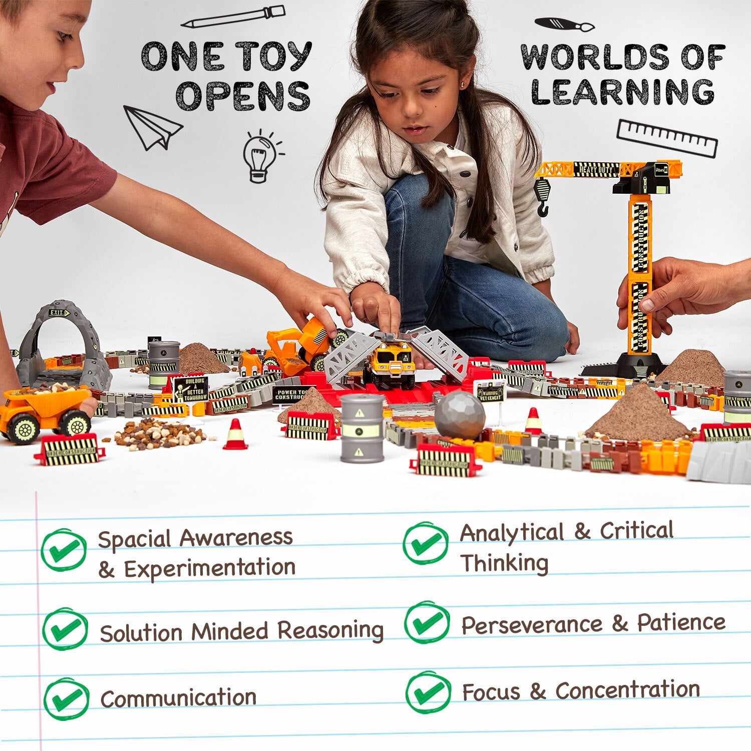 JitteryGit Truck Construction Race STEM Car Track Toy for Kids | Toy Trucks Gift for Boys Girls Toddlers Ages 3 4 5 6 7