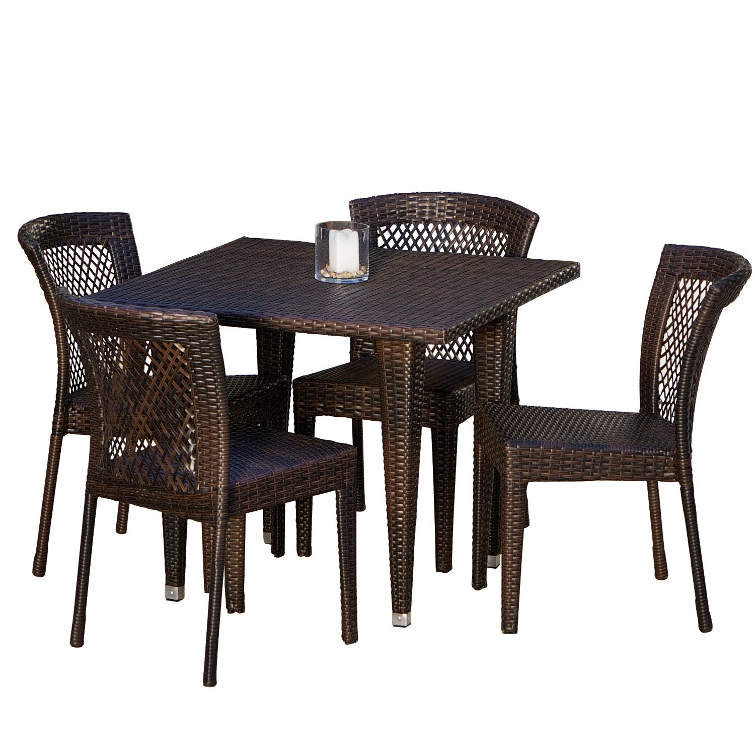 Dana Point 5-pieces Outdoor Patio Brown Wicker Dining Set