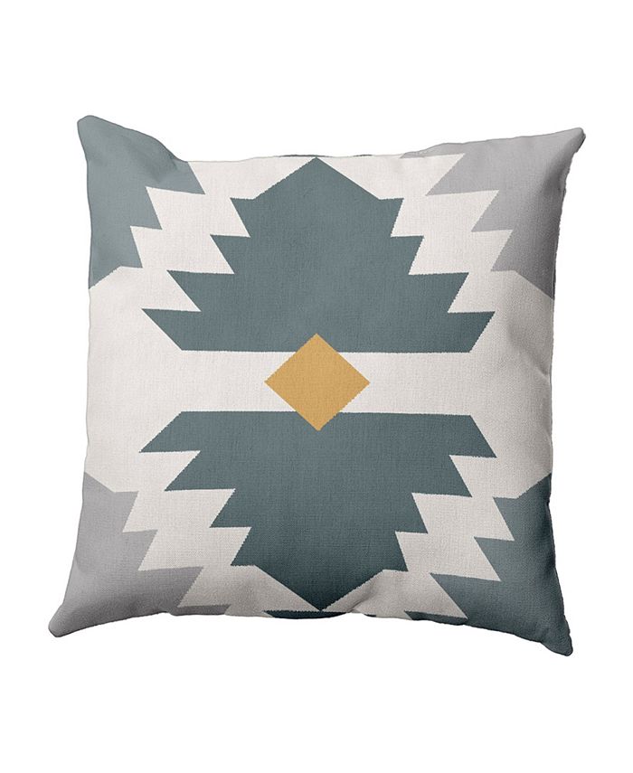 E by Design 16 Inch Gray and Yellow Decorative Geometric Throw Pillow