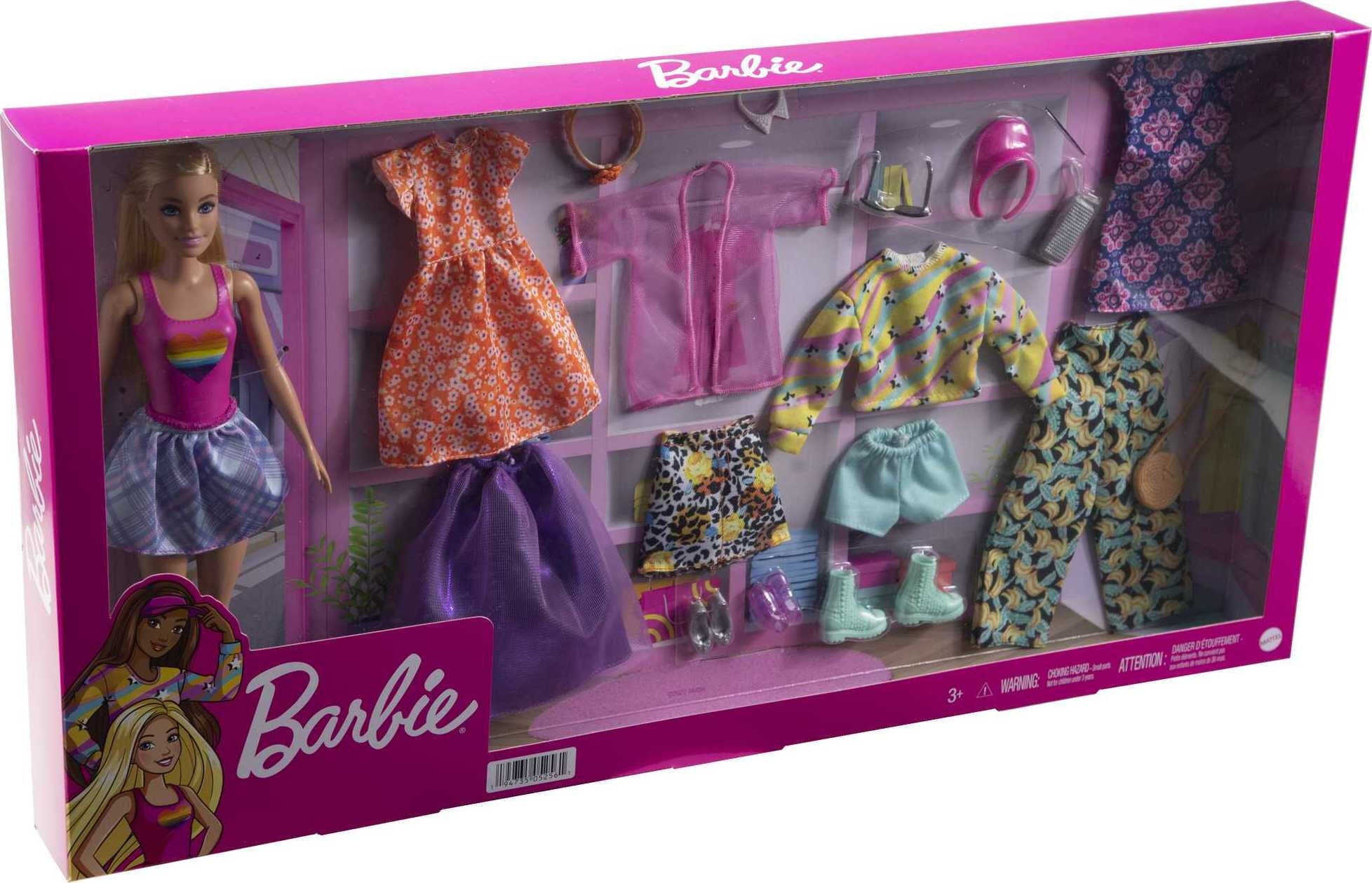 Barbie Doll with 19-Piece Fashion Pack, Clothes & Accessories for 7 Outfits, Blonde Hair