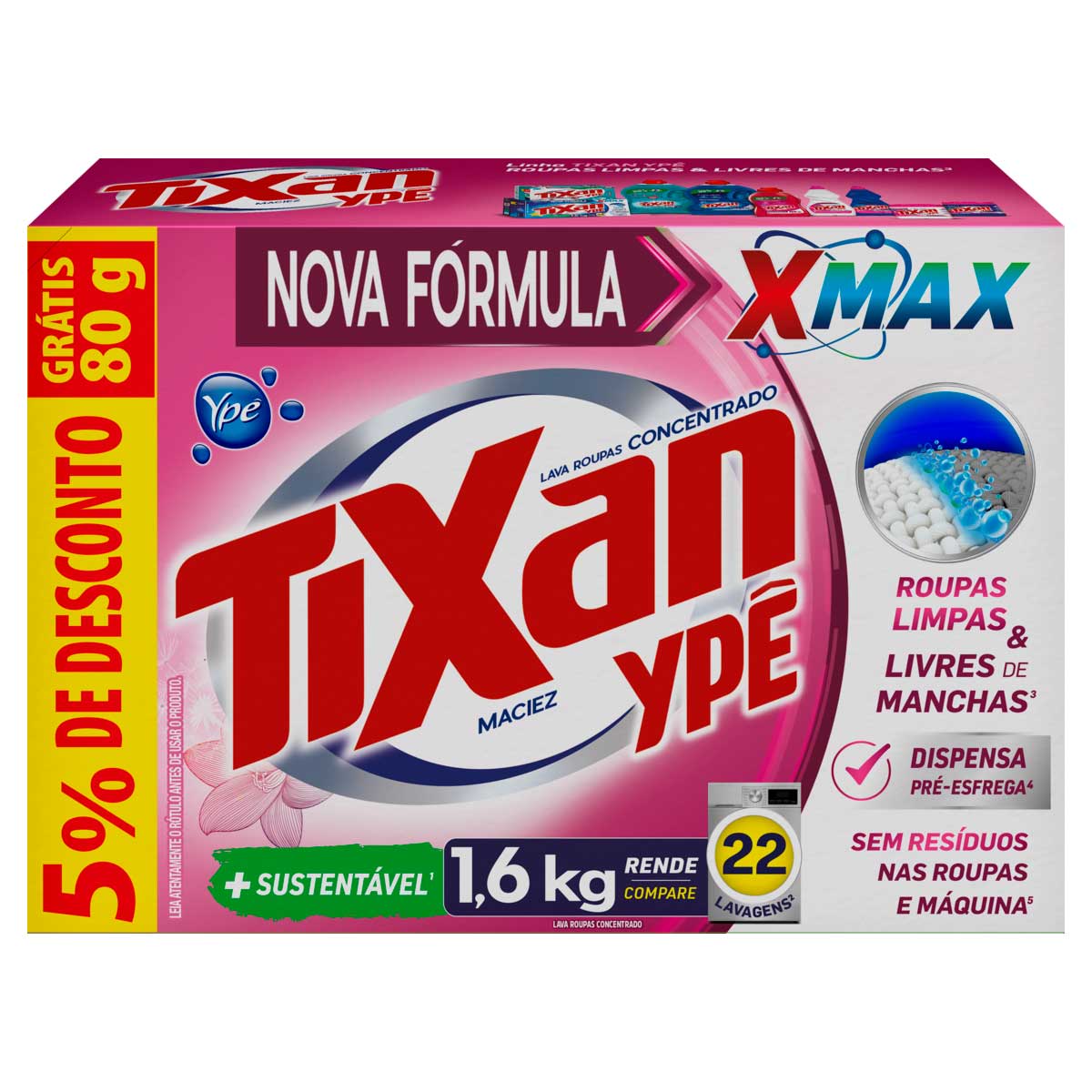 Lava Roupa em Po Tixan Ype Maciez Leve mais Pague Menos 1,6 Quilos