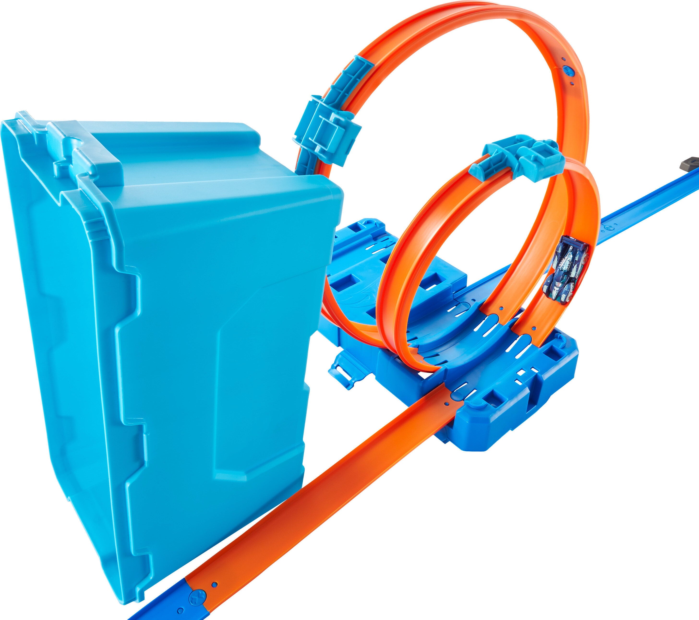 Hot Wheels Track Builder Multi Loop Box with 1 Toy Car in 1:64 Scale， 10-ft of Track