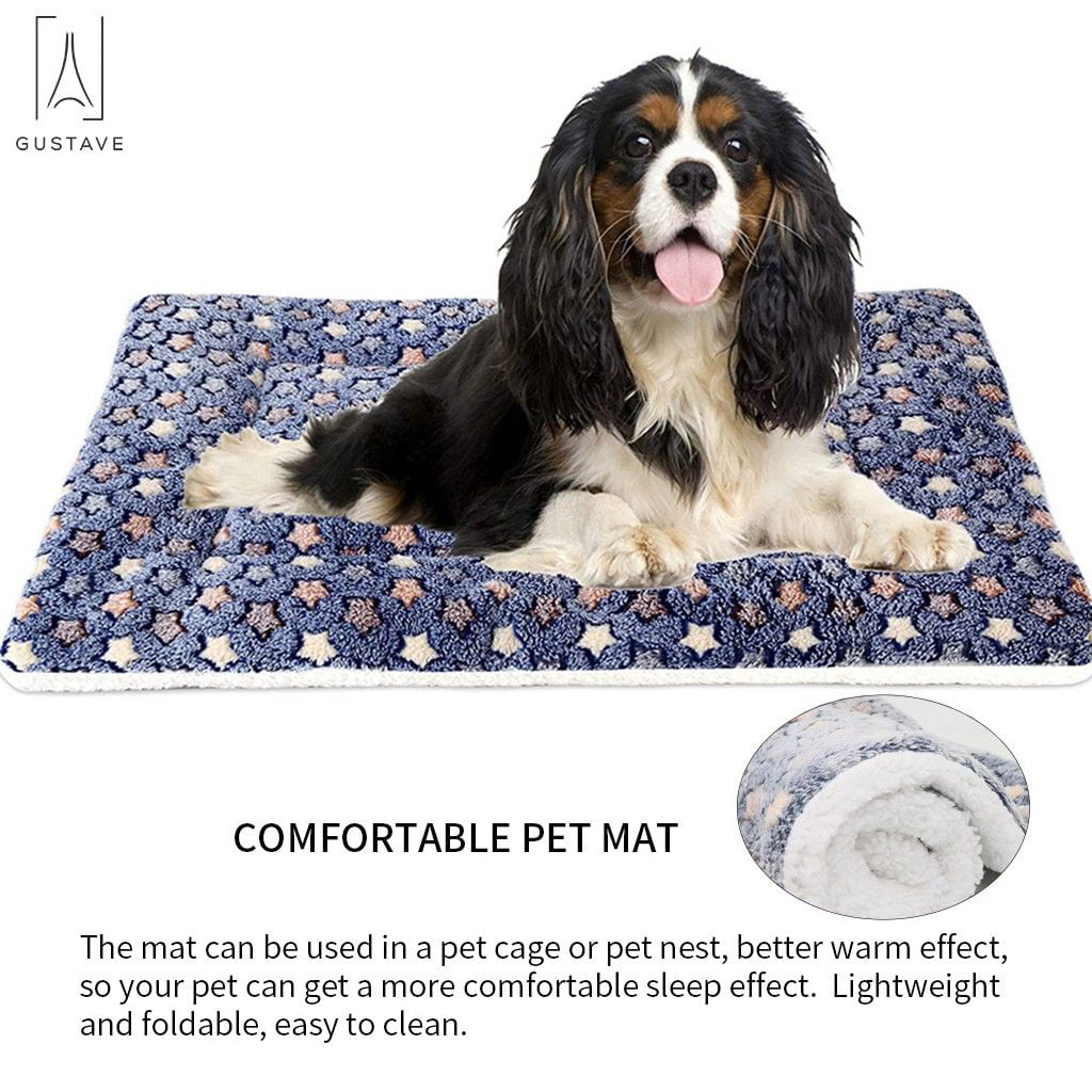 GustaveDesign Large Dog Pet Sleep Mat Soft Warm Reversible Fleece Crate Bed Mat Kennel Pad Cage Cushion for Large Small Medium Dog Cat 