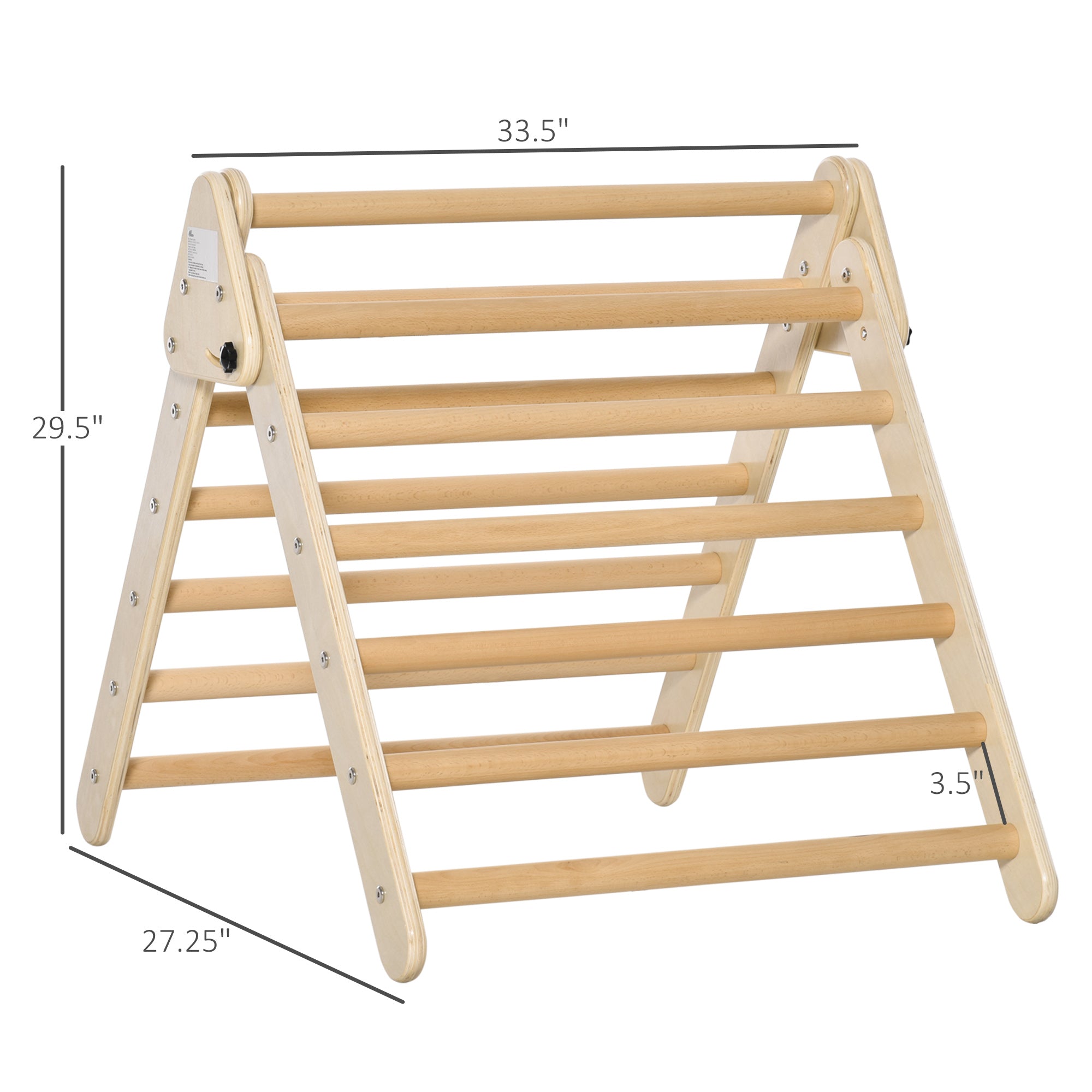 Qaba Kids Triangle Climber Foldable Triangle Ladder for Toddler Natural