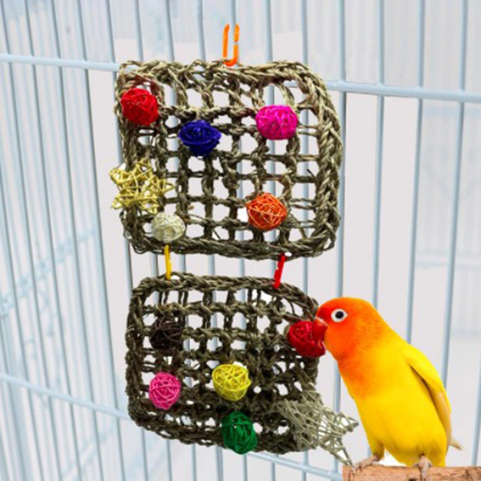 Large Medium Parrot Chewing Toys Cage Bite Rattan Swing for Bird Climbing Parrots Parakeet African Grey Macaws Parakeet