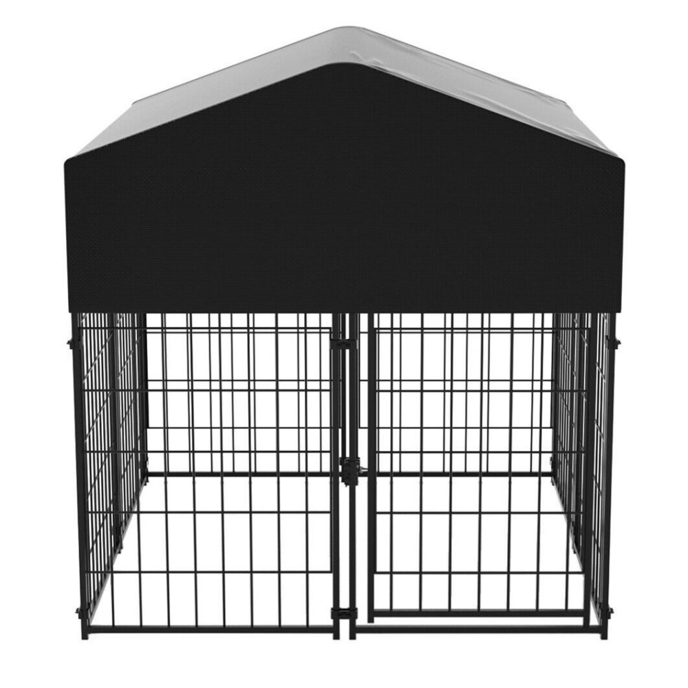 X Large Metal Dog Kennel Outdoor Patio Animal Runs Crates Big Playpen Roof Cover