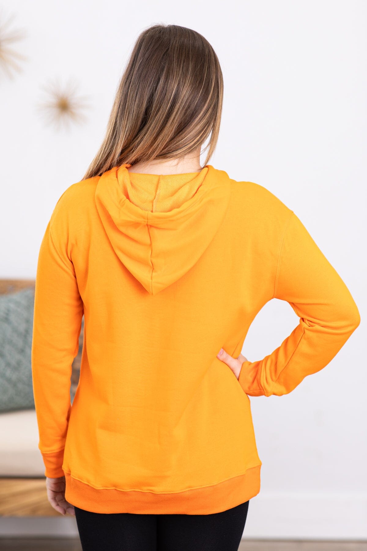 Orange Hooded Sweatshirt With Kangaroo Pocket