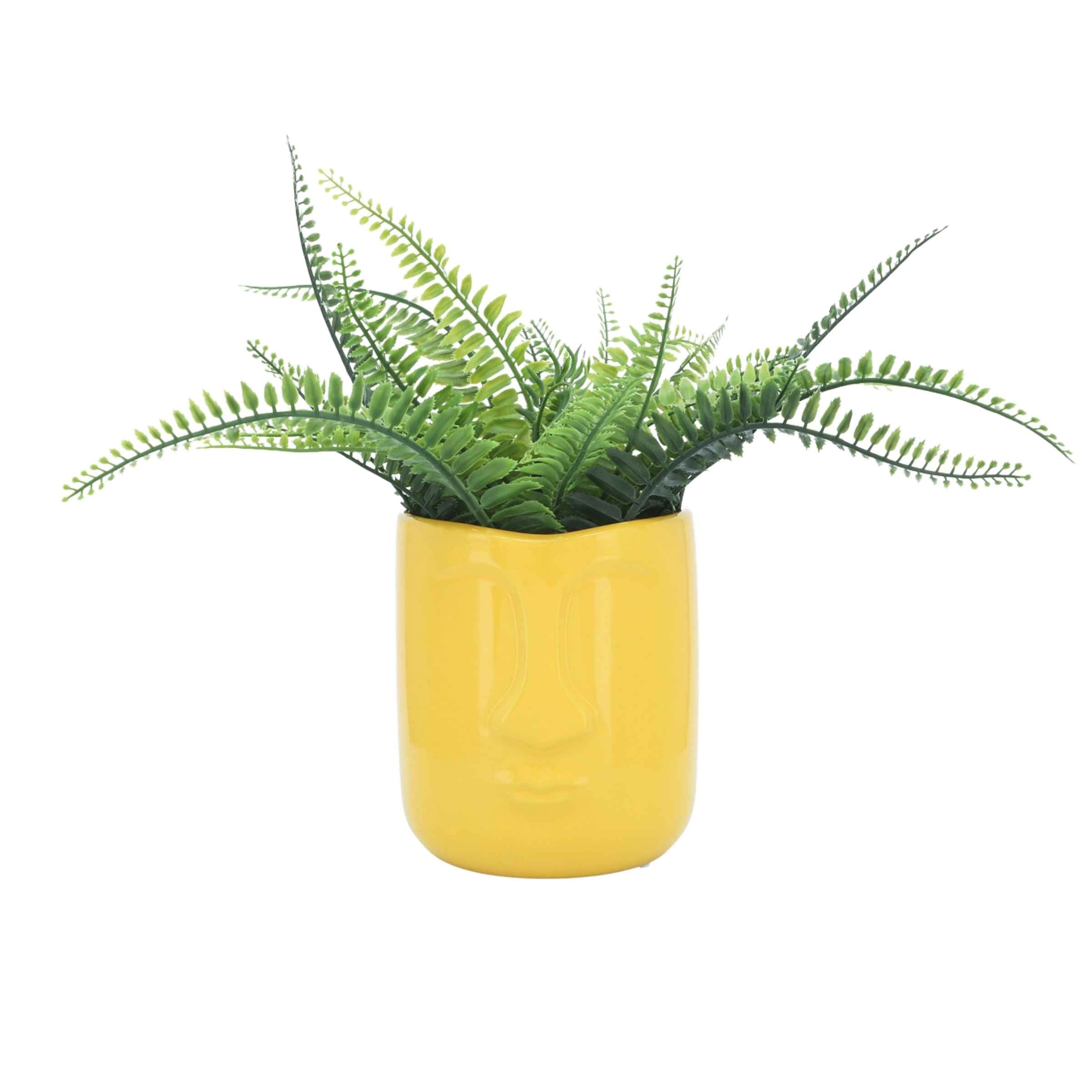 Ceramic Face Vase 12 Cm - Yellow 15764-04