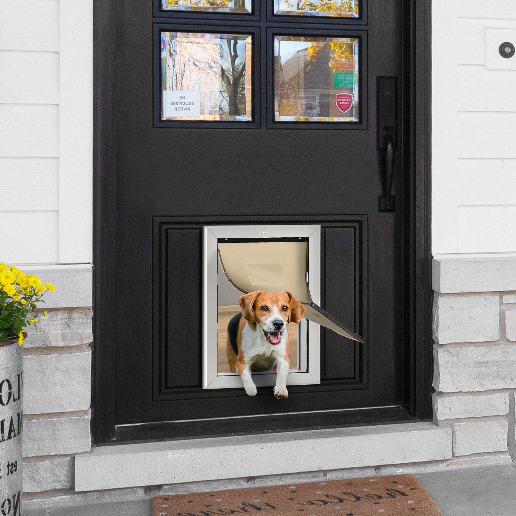 2 Way Locking Pet Doggie Door， w/ Magnetic Closure， for Pets up to 110 lbs