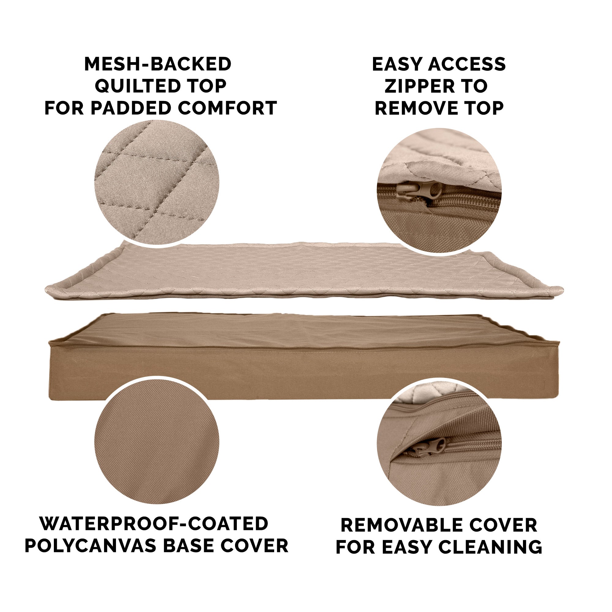 FurHaven Pet Products | Cooling Infused Memory Foam Orthopedic Quilt Top Convertible Indoor， Outdoor Water-Resistant Bed for Dogs and Cats， Sand， Jumbo Plus