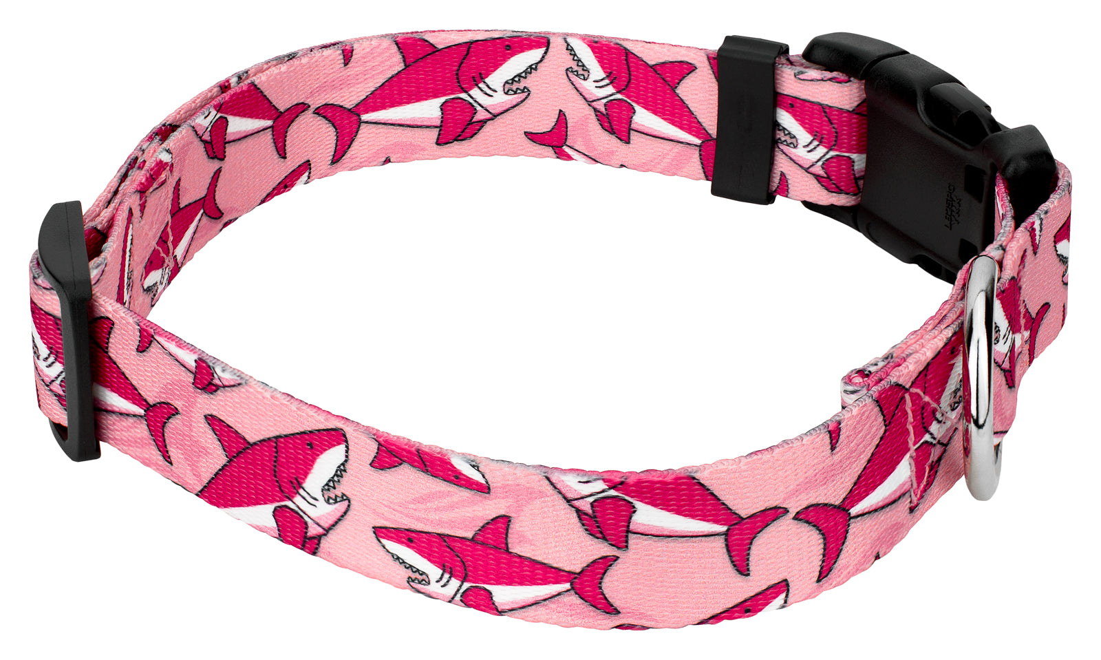 Country Brook Petz® Deluxe Pink Sharks Dog Collar - Made in the U.S.A.， Medium