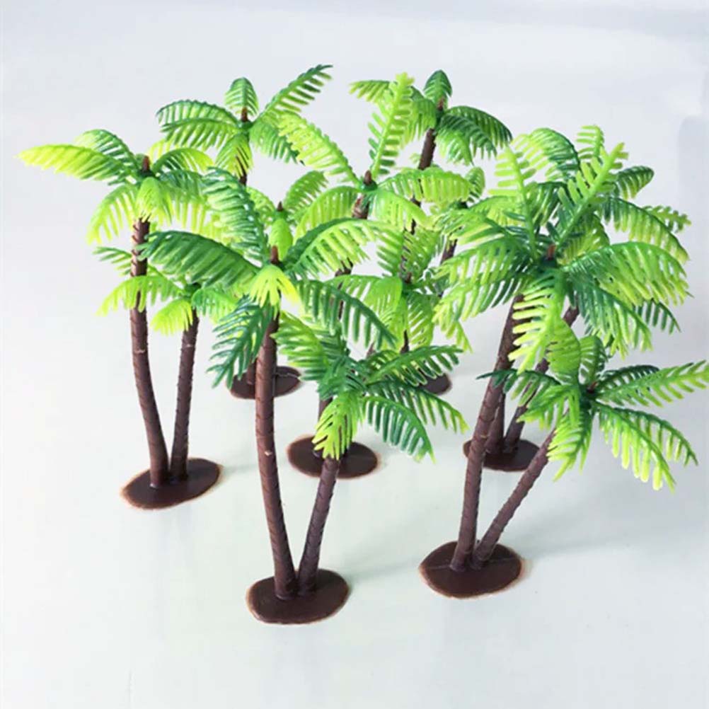 NUOLUX 12Pcs Plastic Coconut Palm Tree Miniature Plant Pots Bonsai Craft Micro Landscape DIY Decor