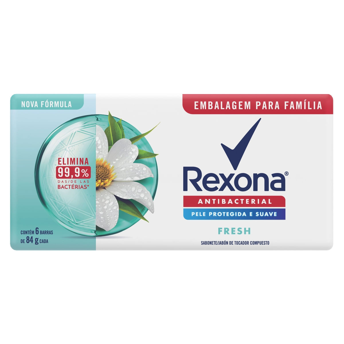 Sabonete em Barra Rexona Antibacteriano Fresh Elimina ate 99,9% das Bacterias 84 g 6 unidades