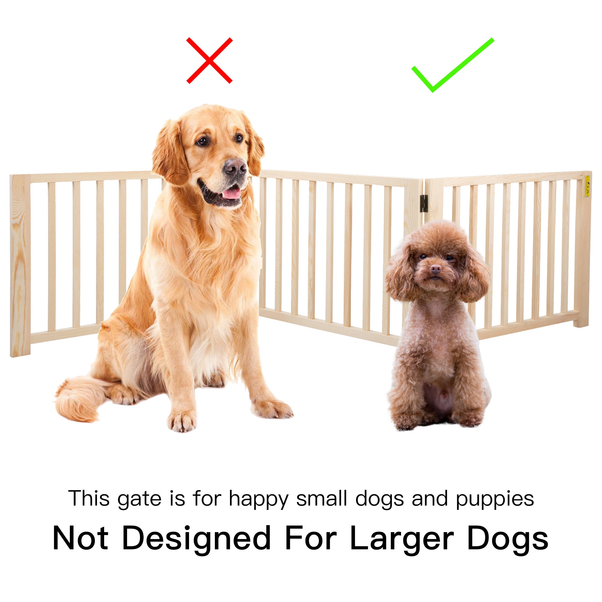 Coziwow 3 Panel Freestanding Dog Gate Wooden Foldable Pet Fence， 17.5