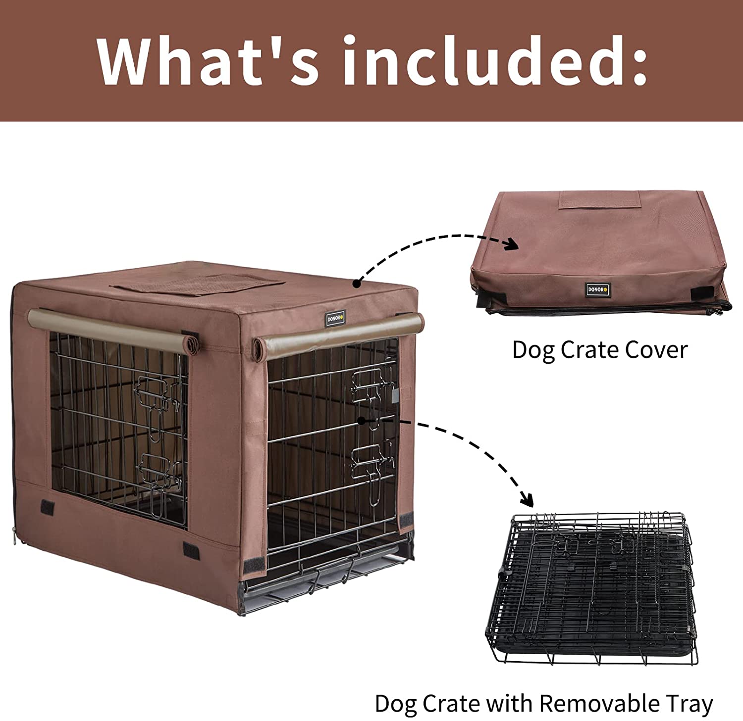 Dog Crates for Small Size Dogs Indoor， Double Door Dog Kennels and Houses for Puppy and Cats with Dog Crate Cover， Collapsible Metal Contour Dog Cages