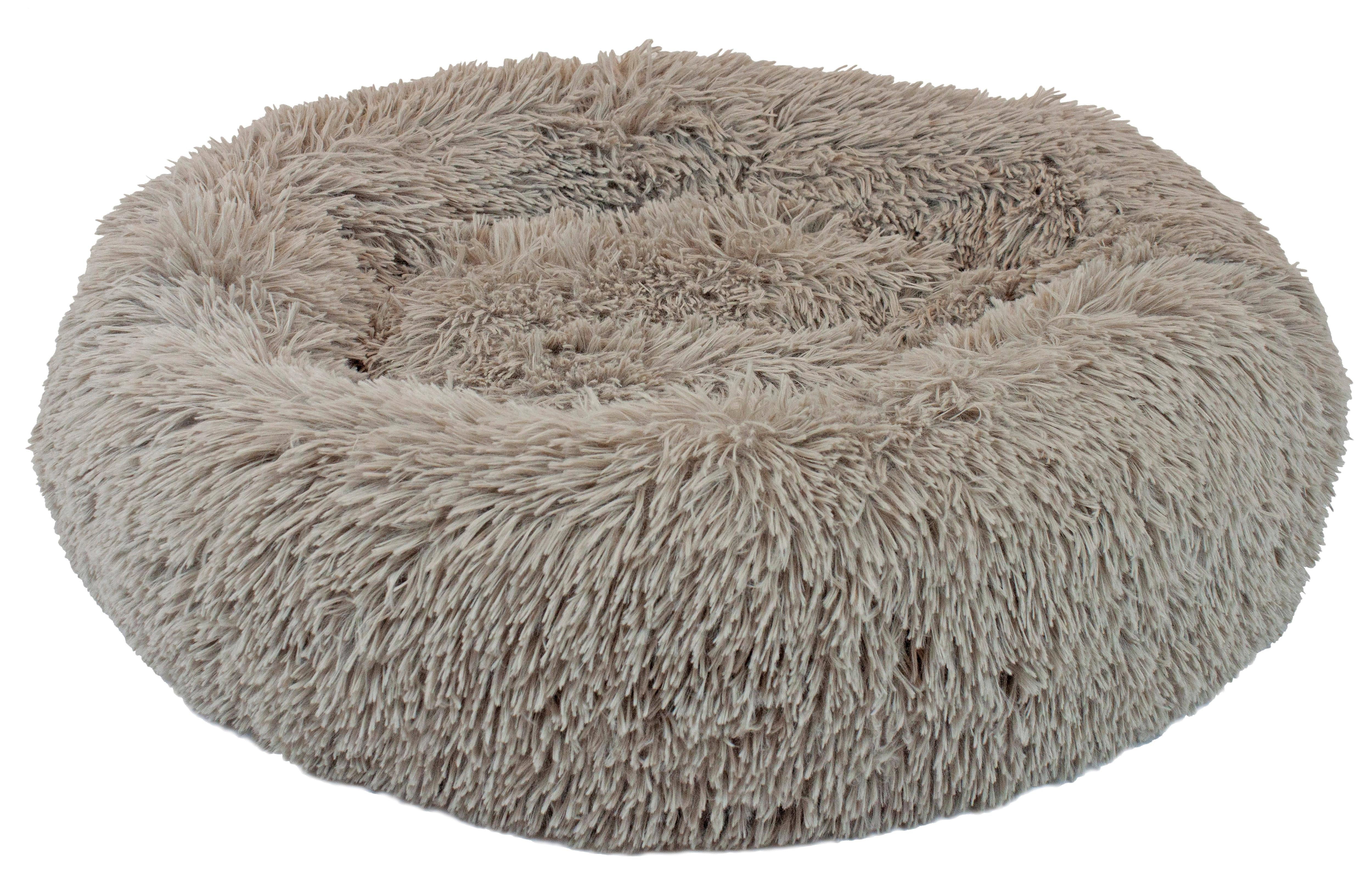 Precious Tails Dog Cat Super Lux Shaggy Fur Donut Bolster Pet Bed - Small