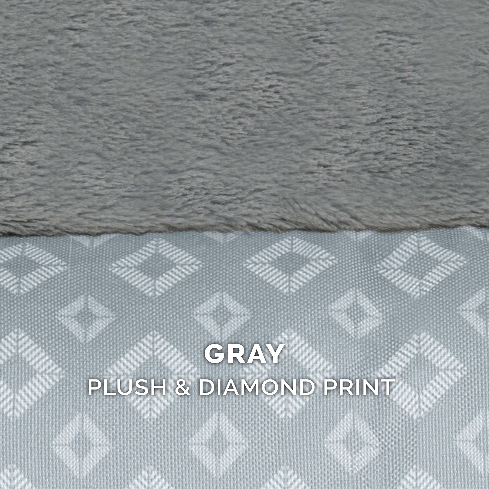 Plush Fur and Diamond Print Nest-Top Full Support Orthopedic Foam Sofa Dog Bed - Gray， Jumbo