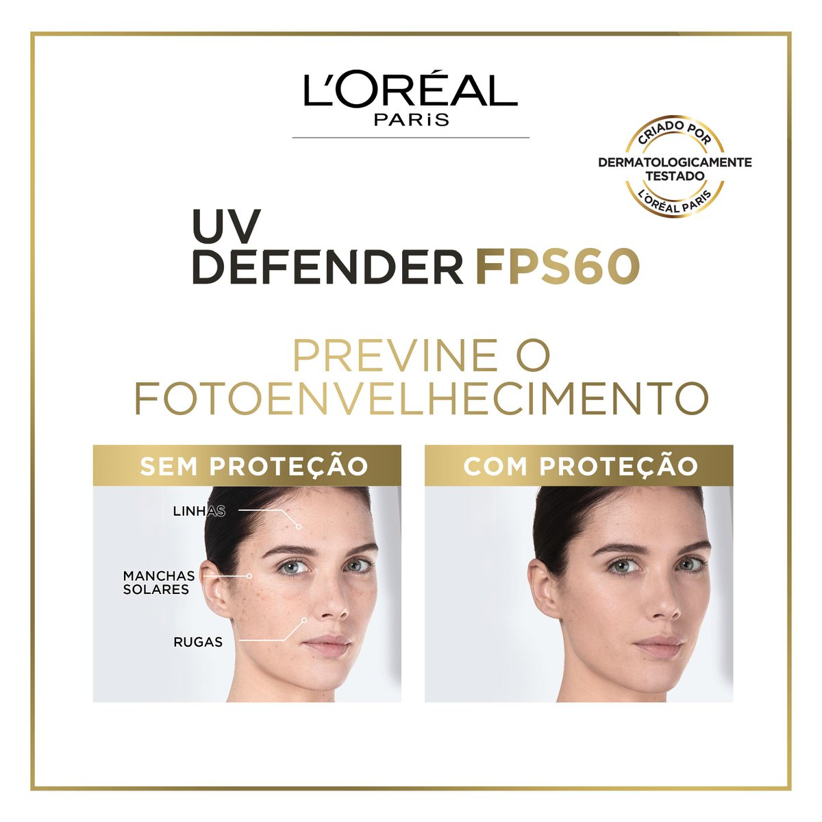 Protetor FPS 60 cor Escura L'oreal Paris UV Defender Antioleosidade