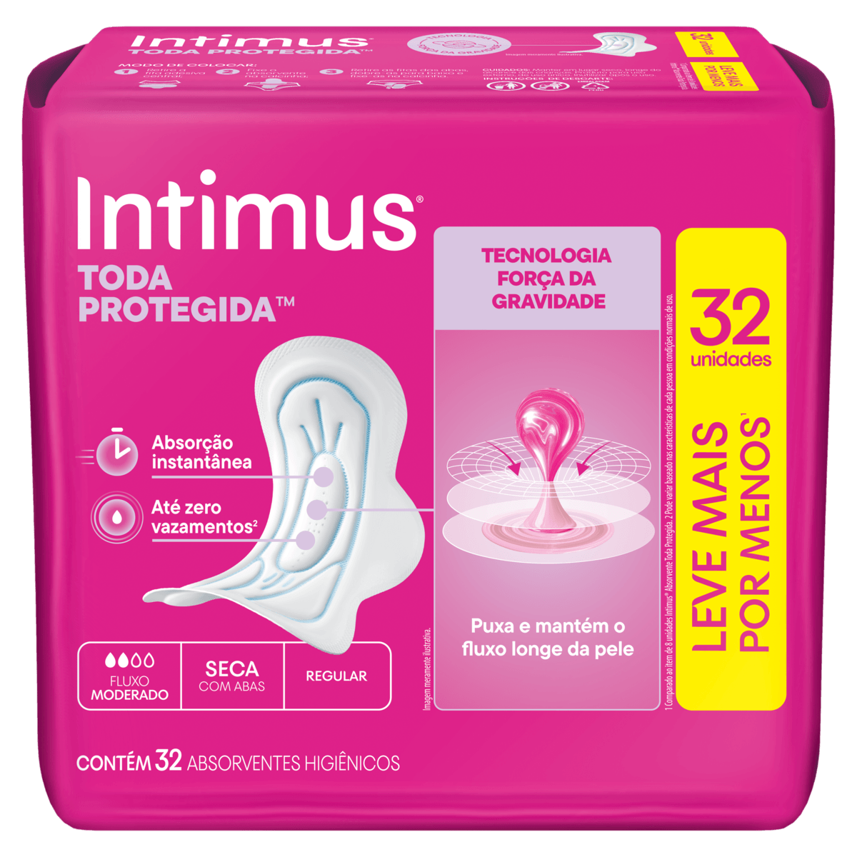 Absorvente Tripla Protecao Seca com Abas Intimus 32 Unidades
