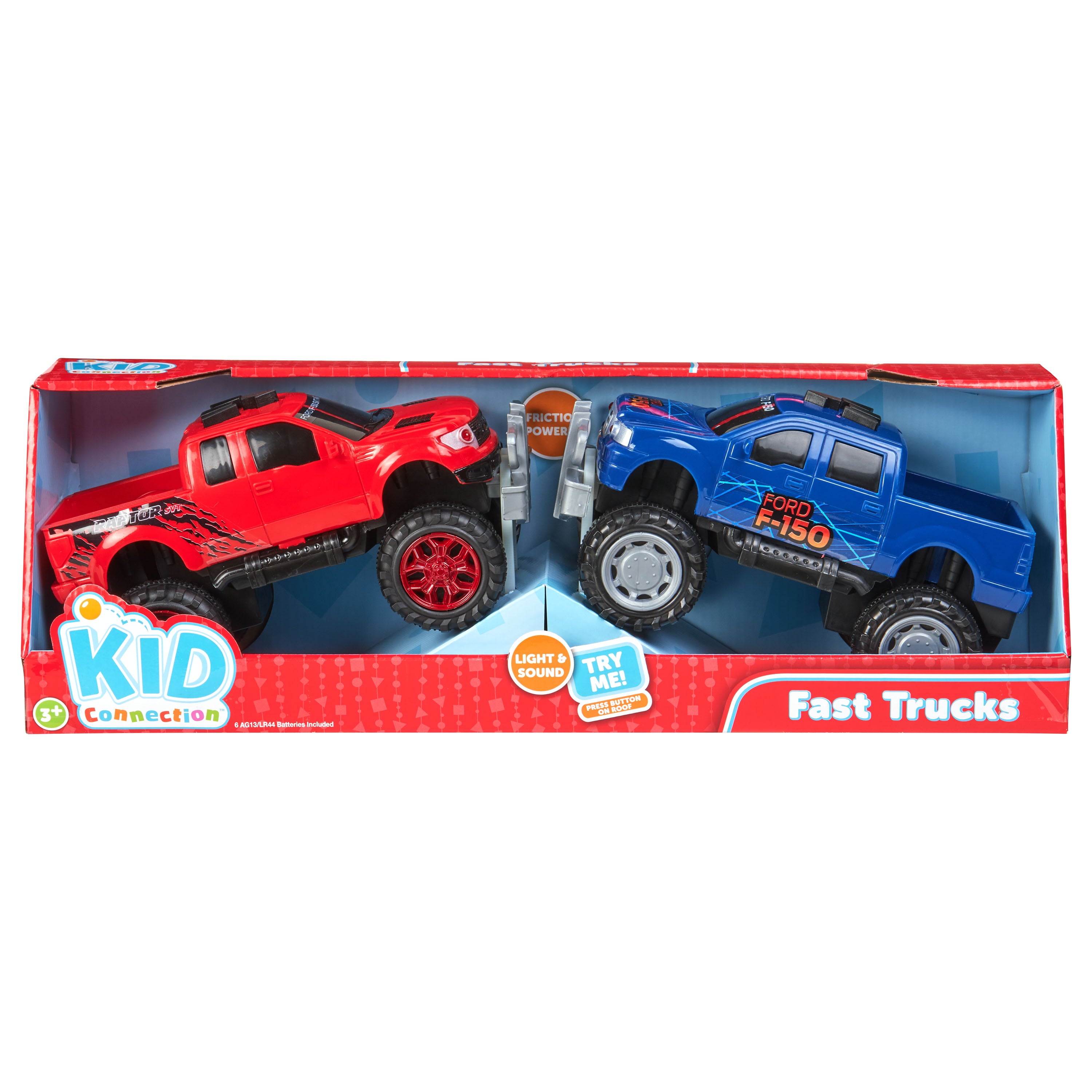 Kid Connection Fast Trucks， 2 Pack， Friction Powered