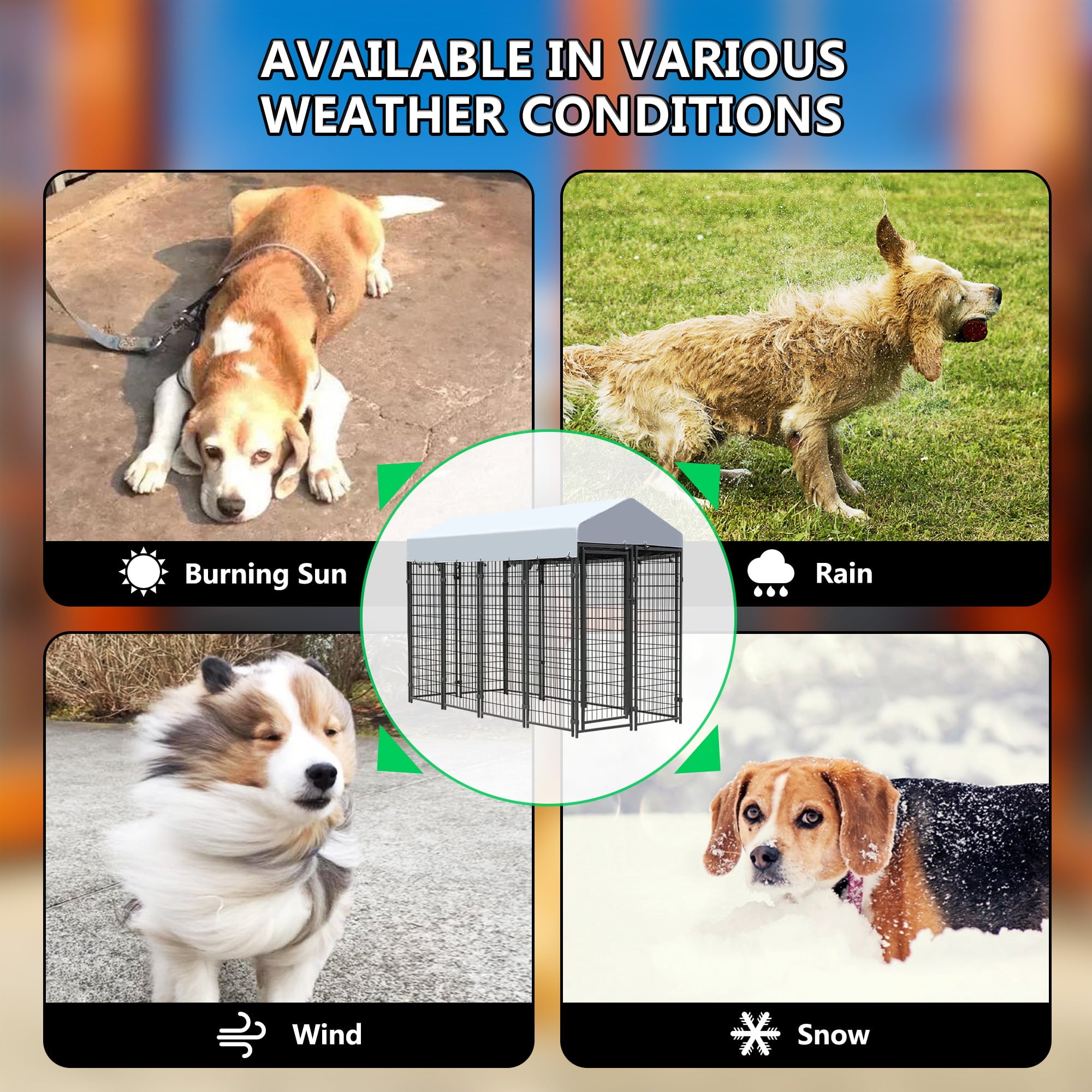 Coziwow Large Outdoor Dog Kennel Pets Heavy Duty Dog Cage Pet Playpen With Waterproof Cover