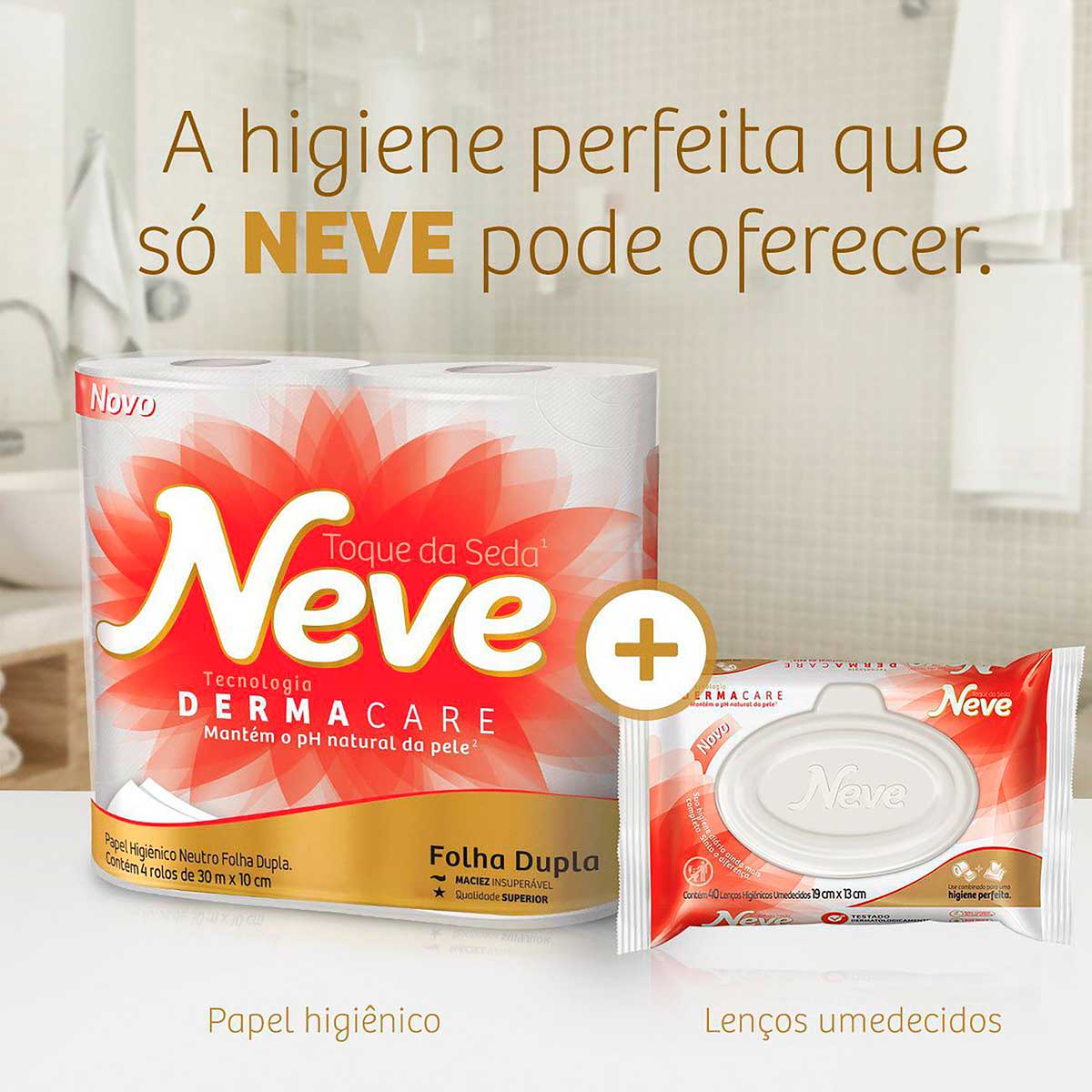 Papel Higienico Folha Dupla Neutro Neve Toque da Seda 30m Pacote 4 Unidades