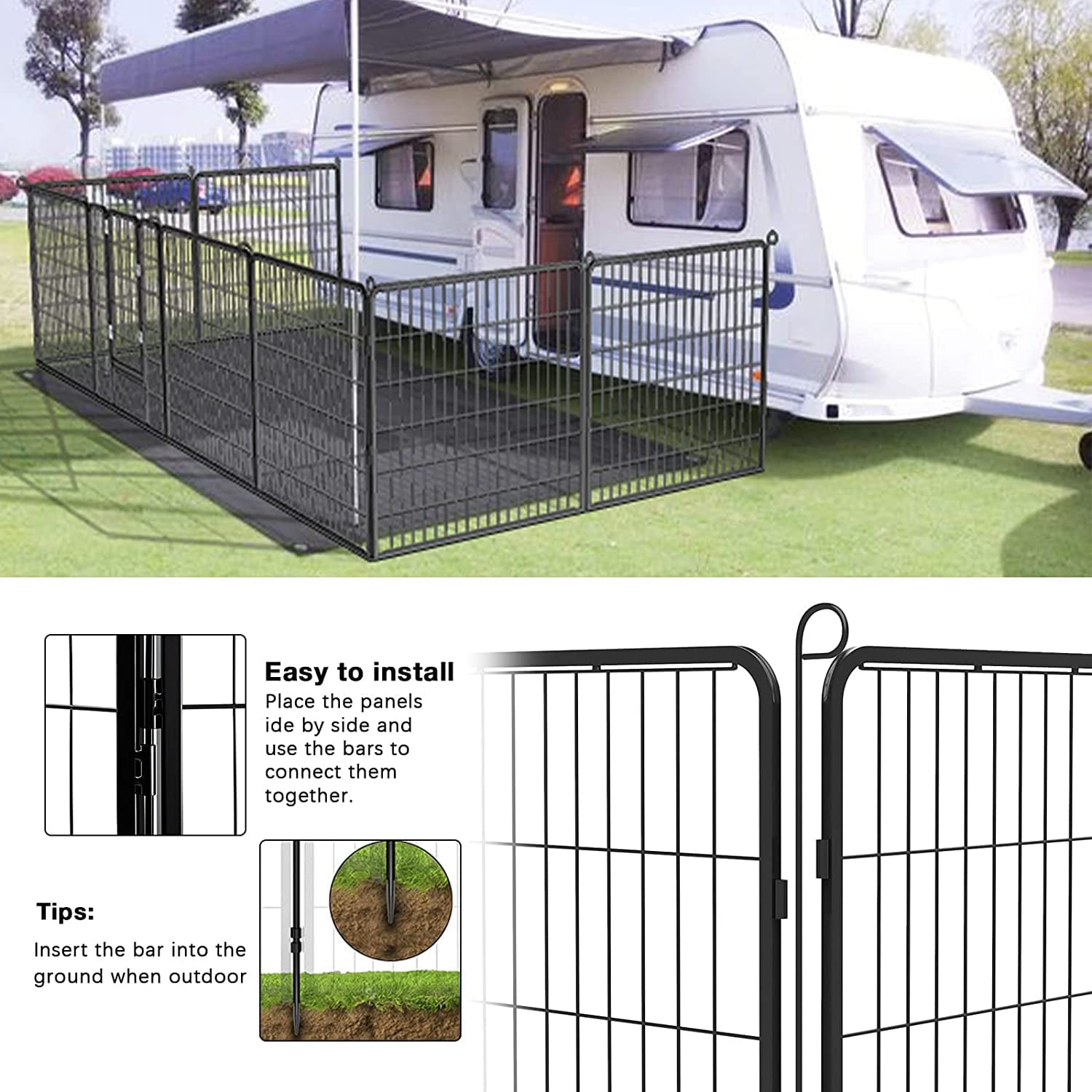Waleaf Heavy Duty Dog Playpen for Outdoor， 8 Panels 24