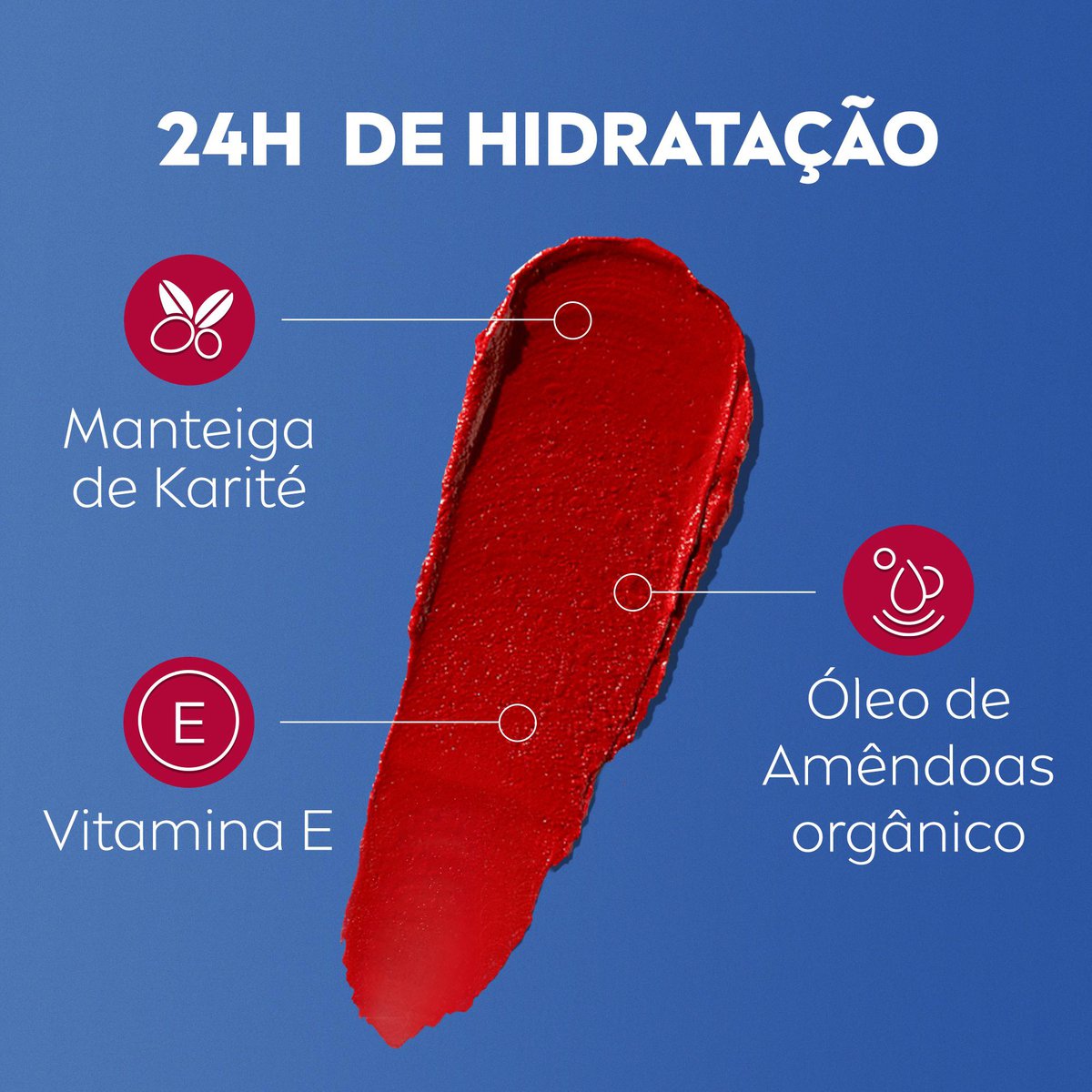 Hidratante Labial NIVEA Hidra Color Vermelho 4,8g
