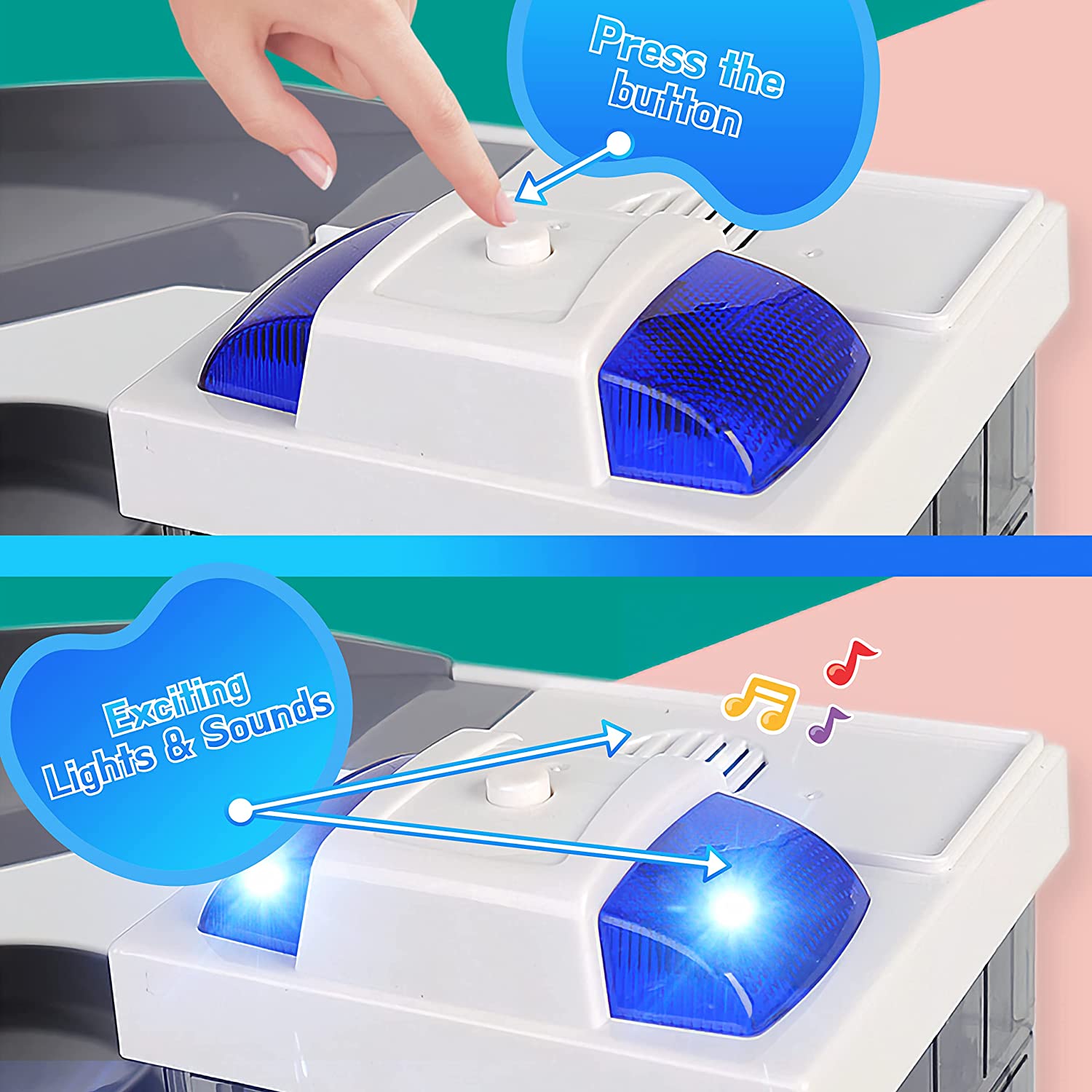 Surnie Car Garage Toy， Car Tracks for Boys with 2 Ambulances and Lights and Sounds， 21 Pcs Kids Toy Car Ramp Rescue Station with Building Instructions， for Toddlers Boys Girls 3+