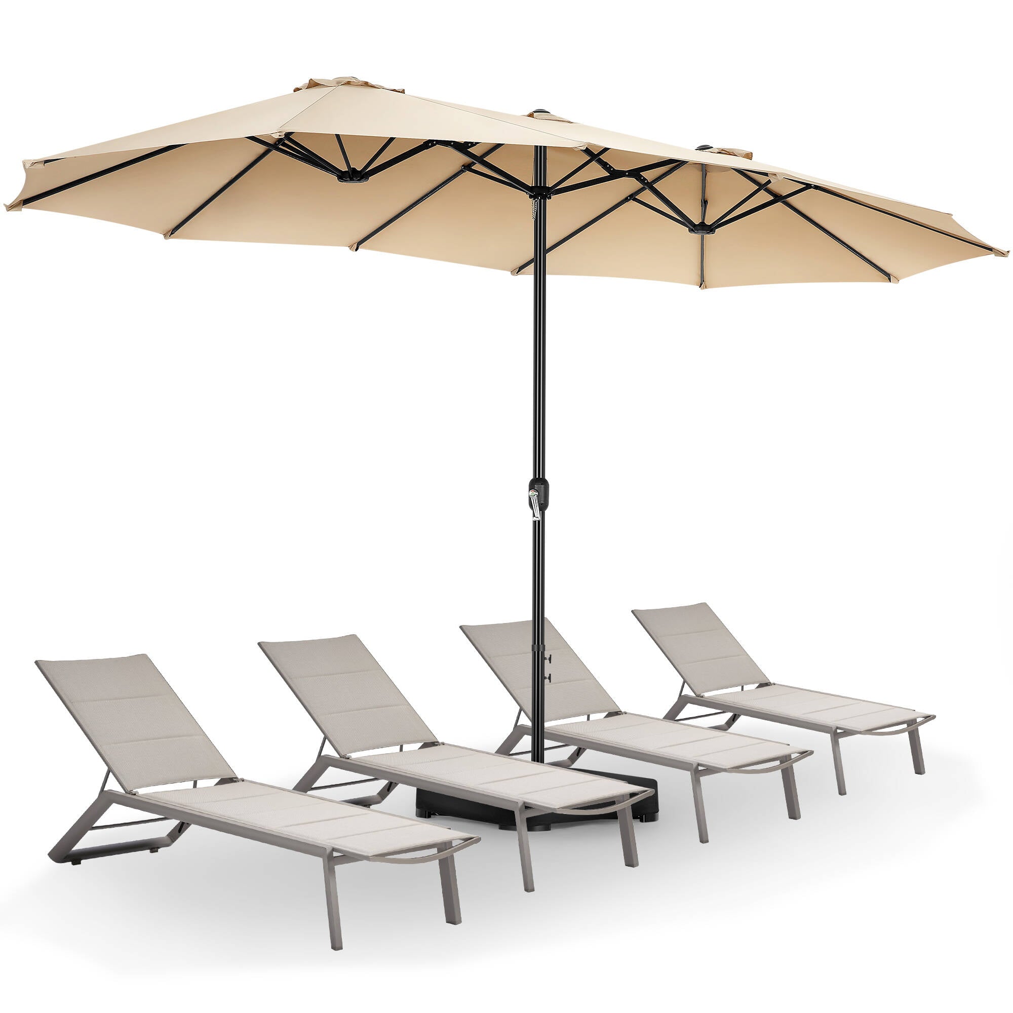 SEJOV 15ft Patio Umbrella with Base Included, Double-Sided Market Umbrella with Crank Large Outdoor Umbrella Rectangular Umbrellas for Patio Table