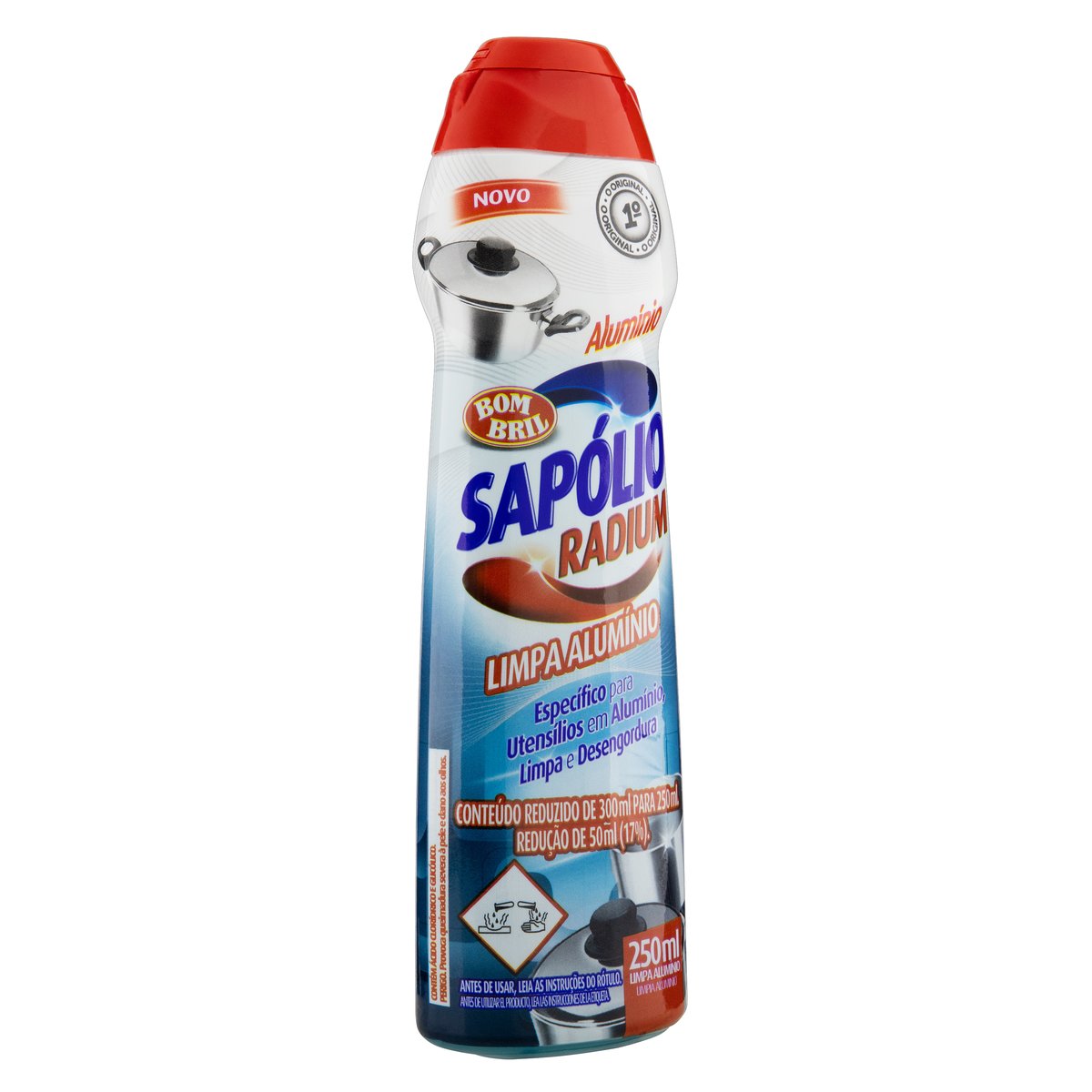 Saponaceo Cremoso Limpa Aluminio Bom Bril Sapolio Radium 250ml