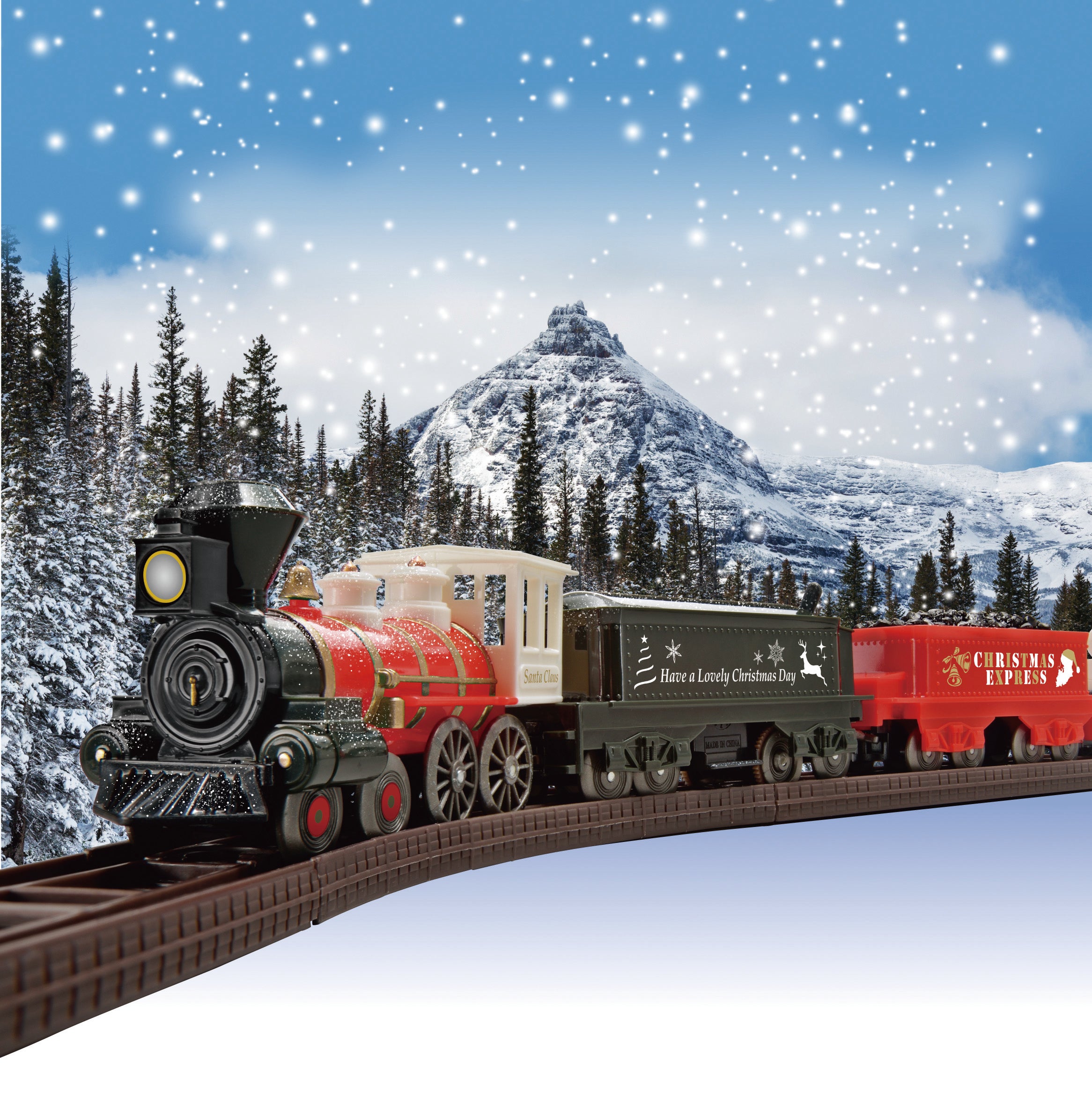 LEC Christmas Express Steam Locomotive American 4-4-0 Battery Operated Train Set