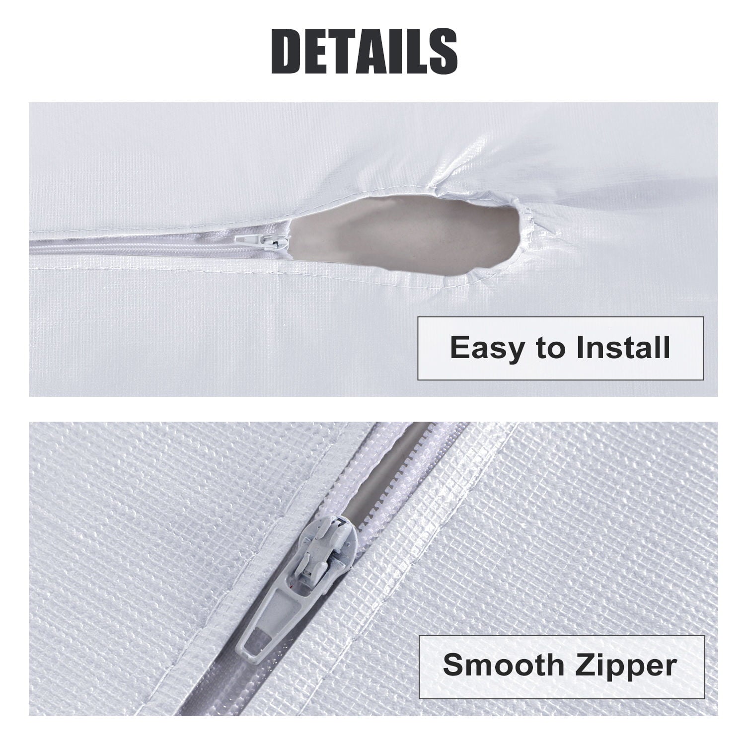 LUSHVIDA 100% Waterproof PVC Outdoor Tablecloth with Umbrella Hole and Zipper-White, 60x84 inch Vinyl Patio Table Cover